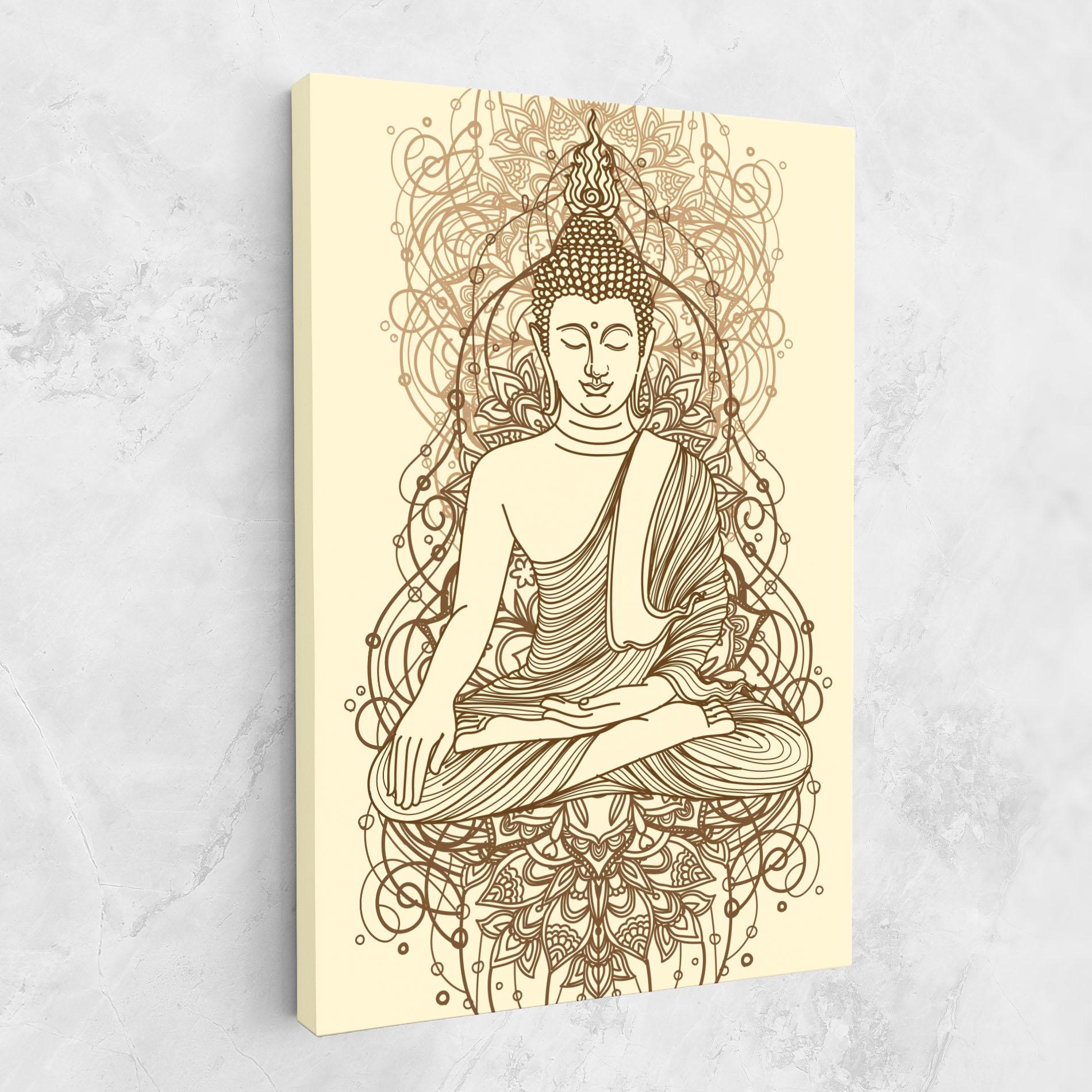 Tablou Canvas Brown Line Buddha mockup 1