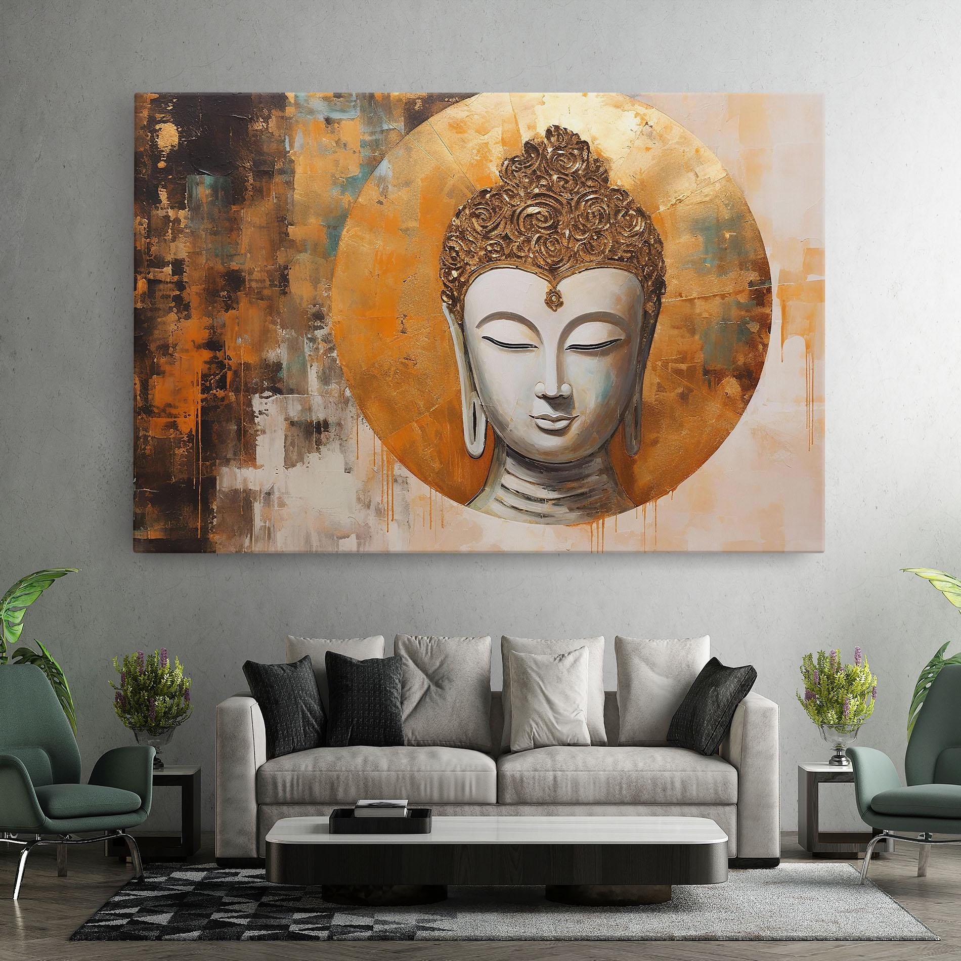 Tablou Canvas Cream Circle Buddha mockup 7