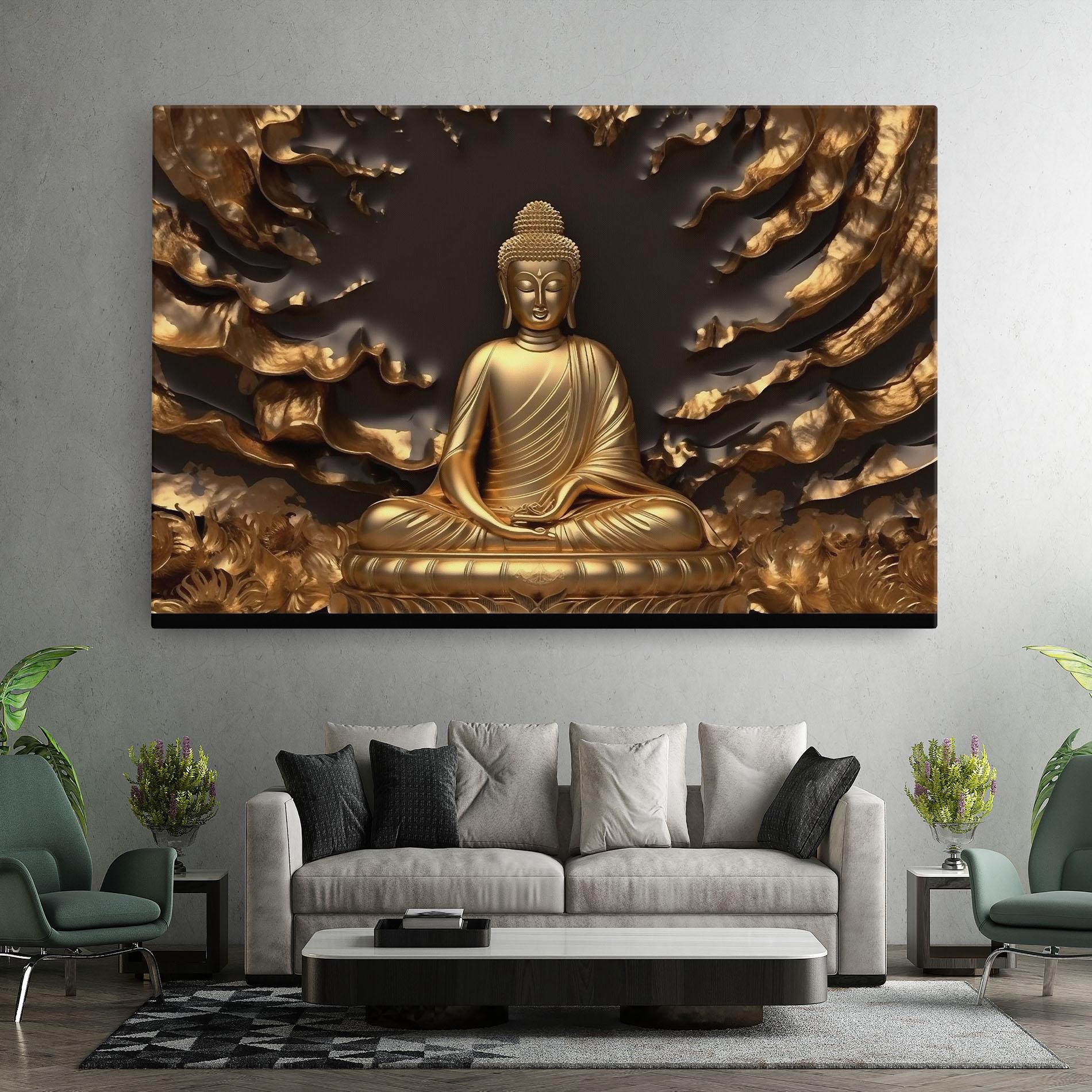 Tablou Canvas Gold 3d Buddha mockup 7