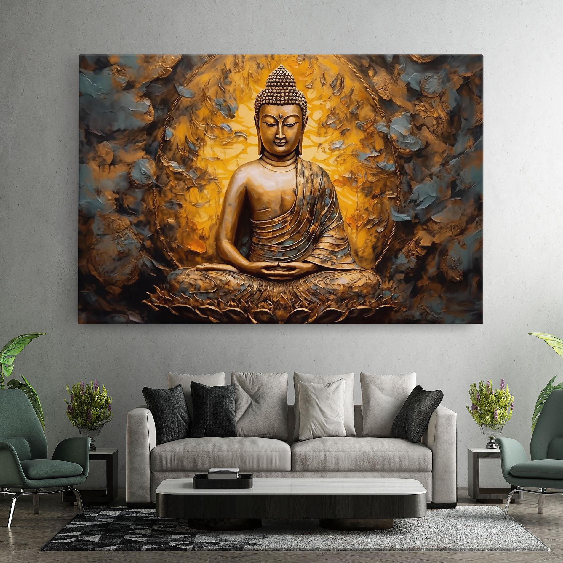Tablou Canvas Gold Grey Buddha mockup 7