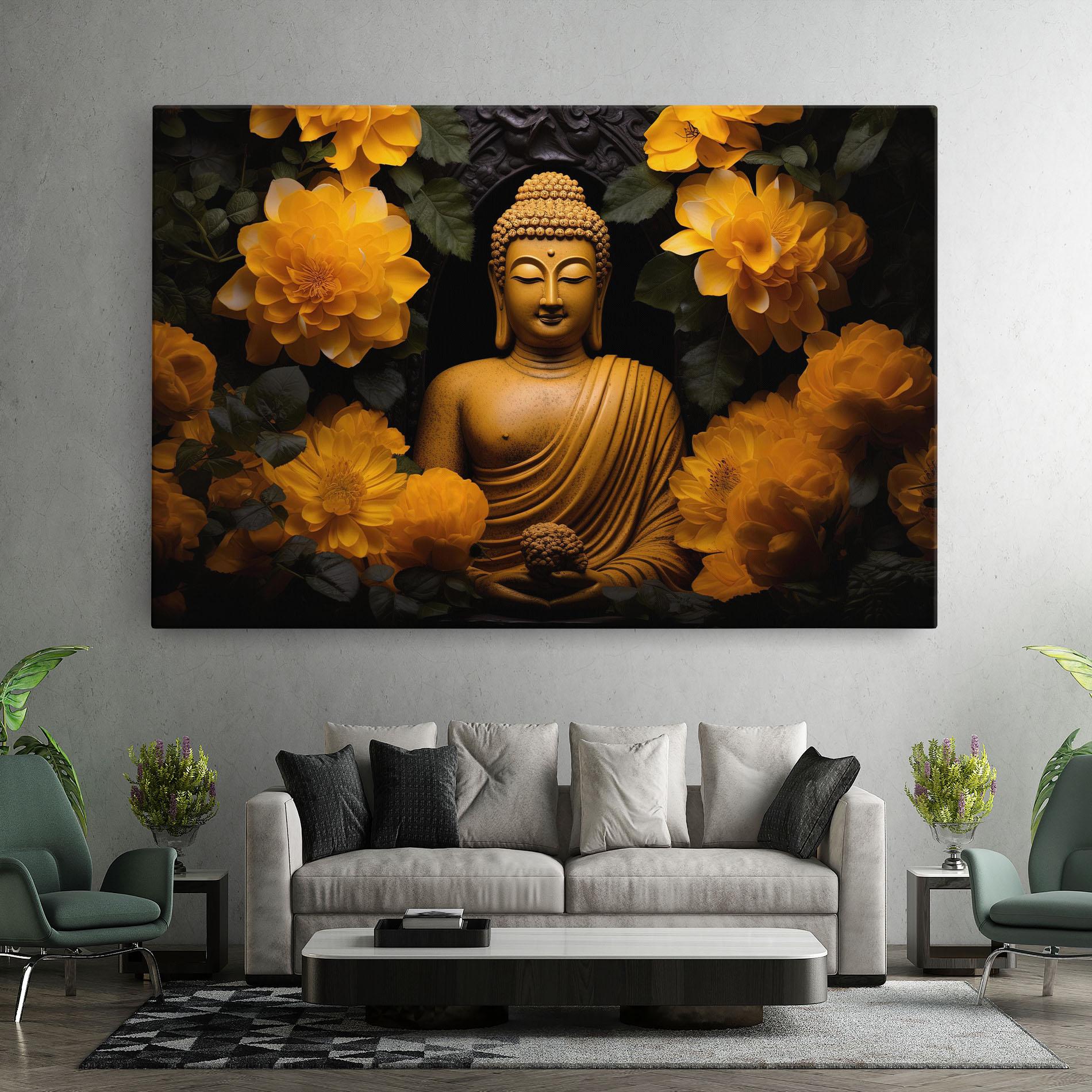 Tablou Canvas Vecteezy_buddha Statue Surrounded By Yellow Flowers Ai Generated_27745002_860 mockup 7