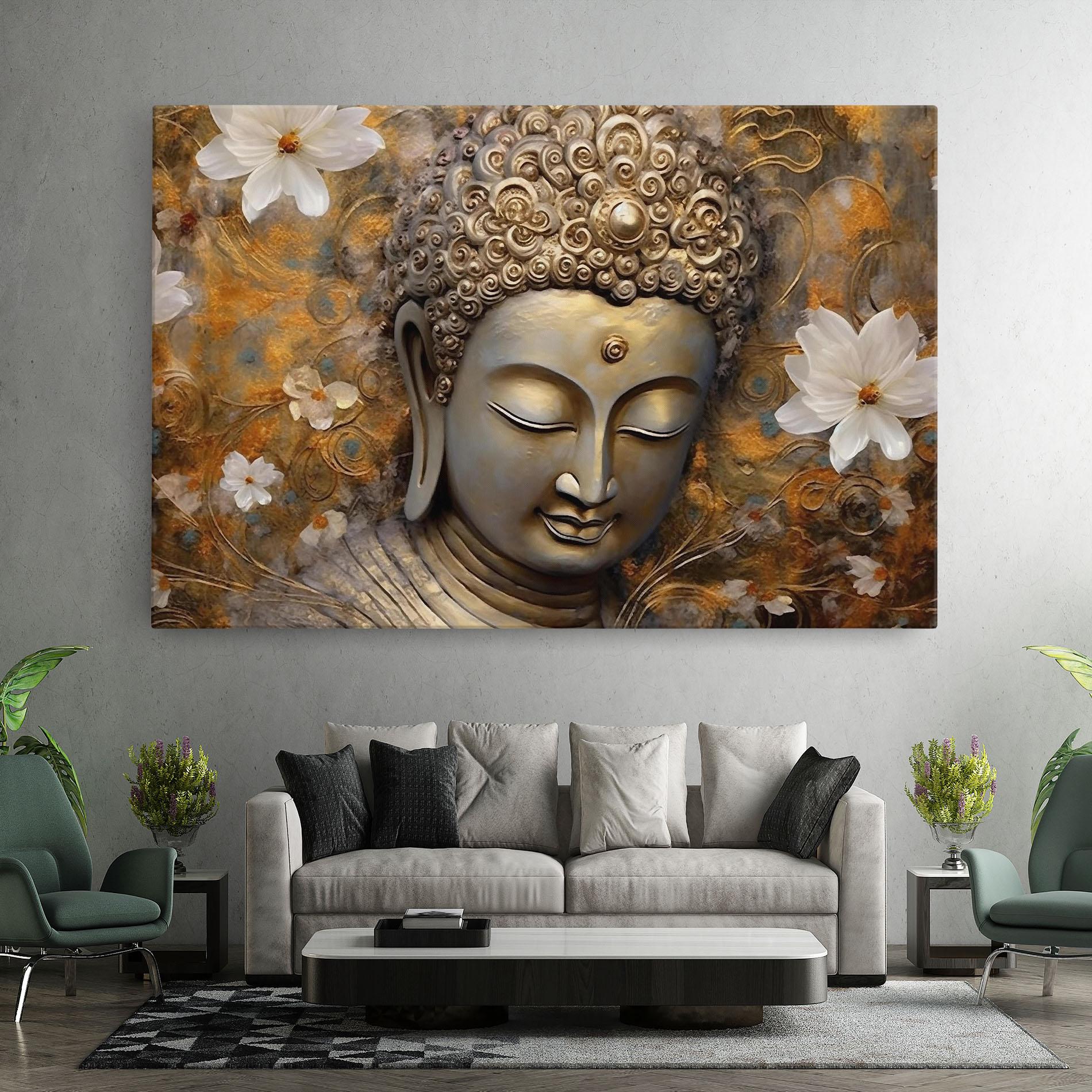 Tablou Canvas White Flower Buddha Art mockup 7