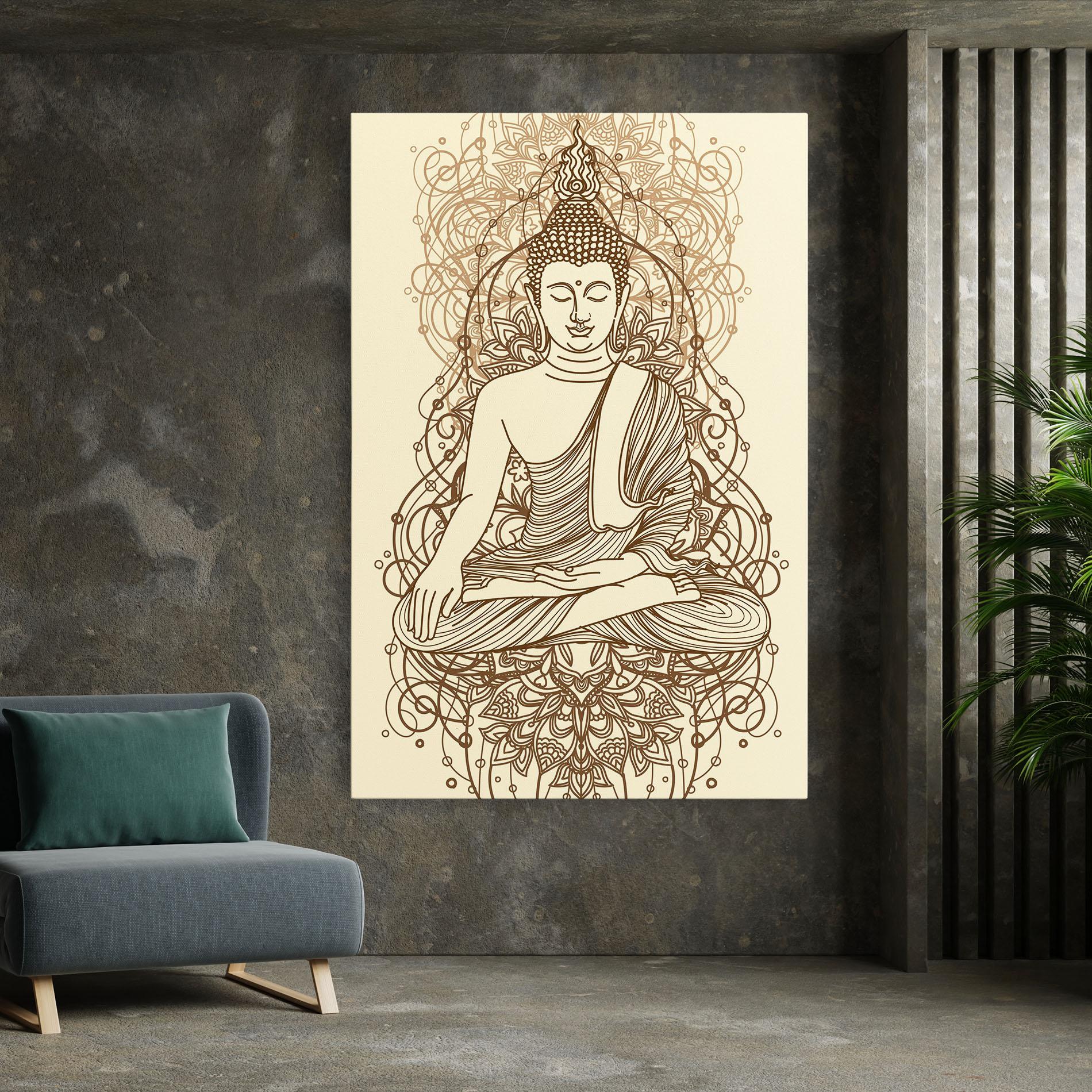 Tablou Canvas Brown Line Buddha mockup 7