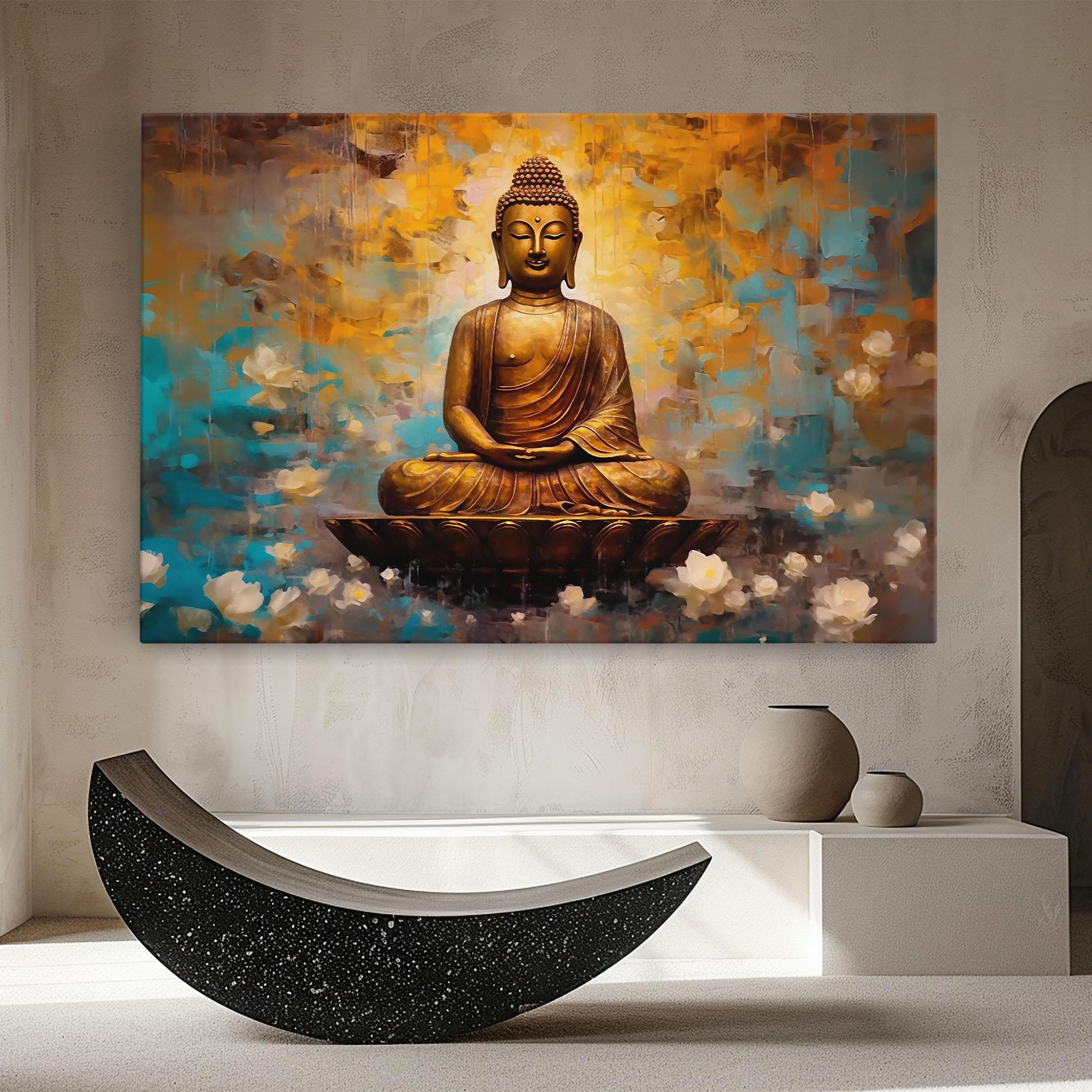 Tablou Canvas Blue Gold Buddha mockup 8