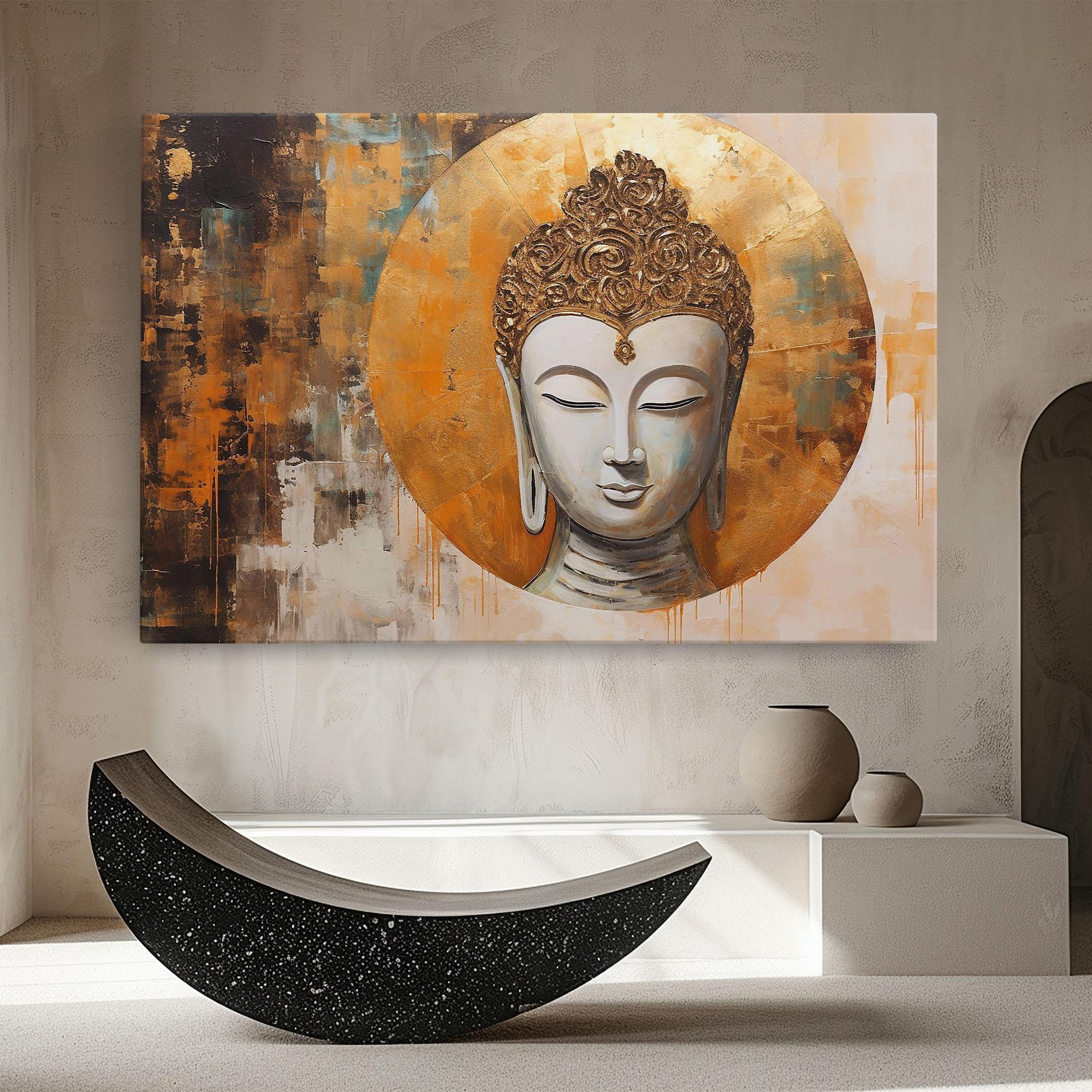 Tablou Canvas Cream Circle Buddha mockup 8