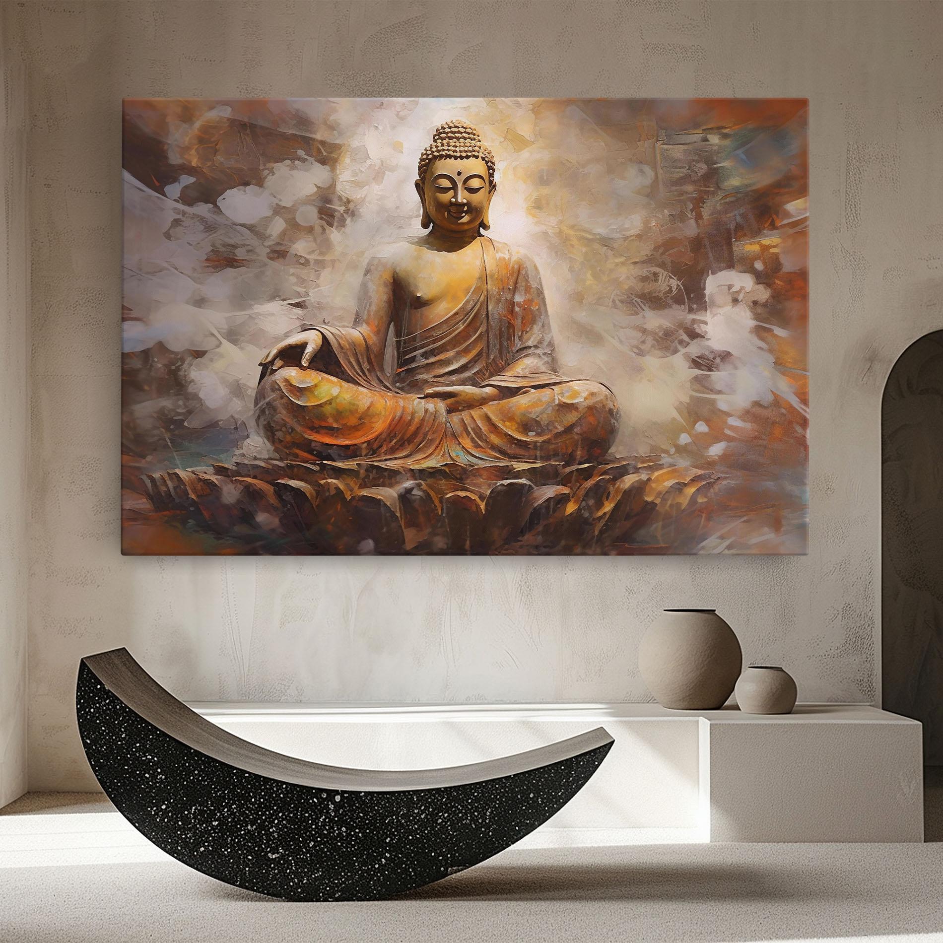 Tablou Canvas Cream Orange Buddha mockup 8