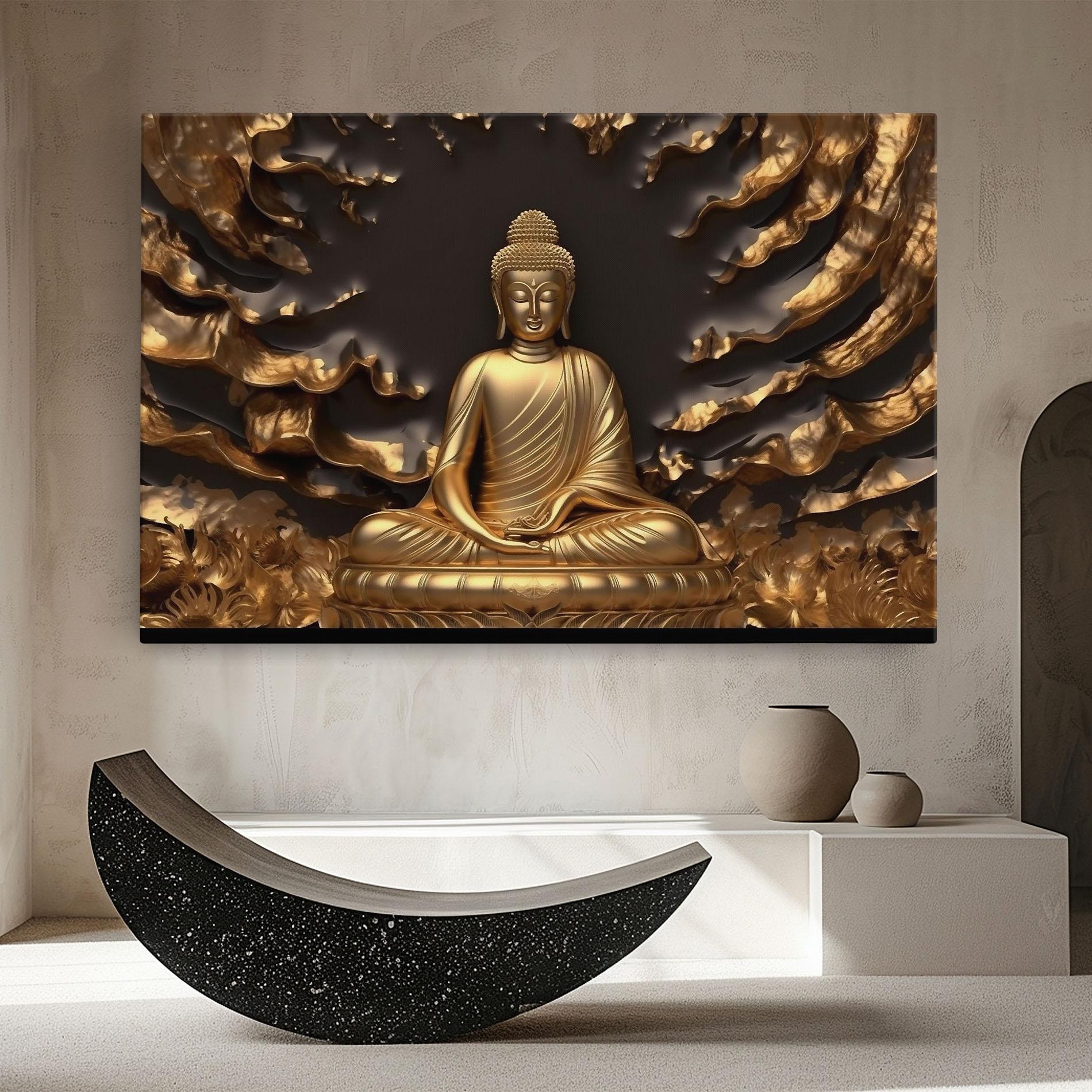 Tablou Canvas Gold 3d Buddha mockup 8