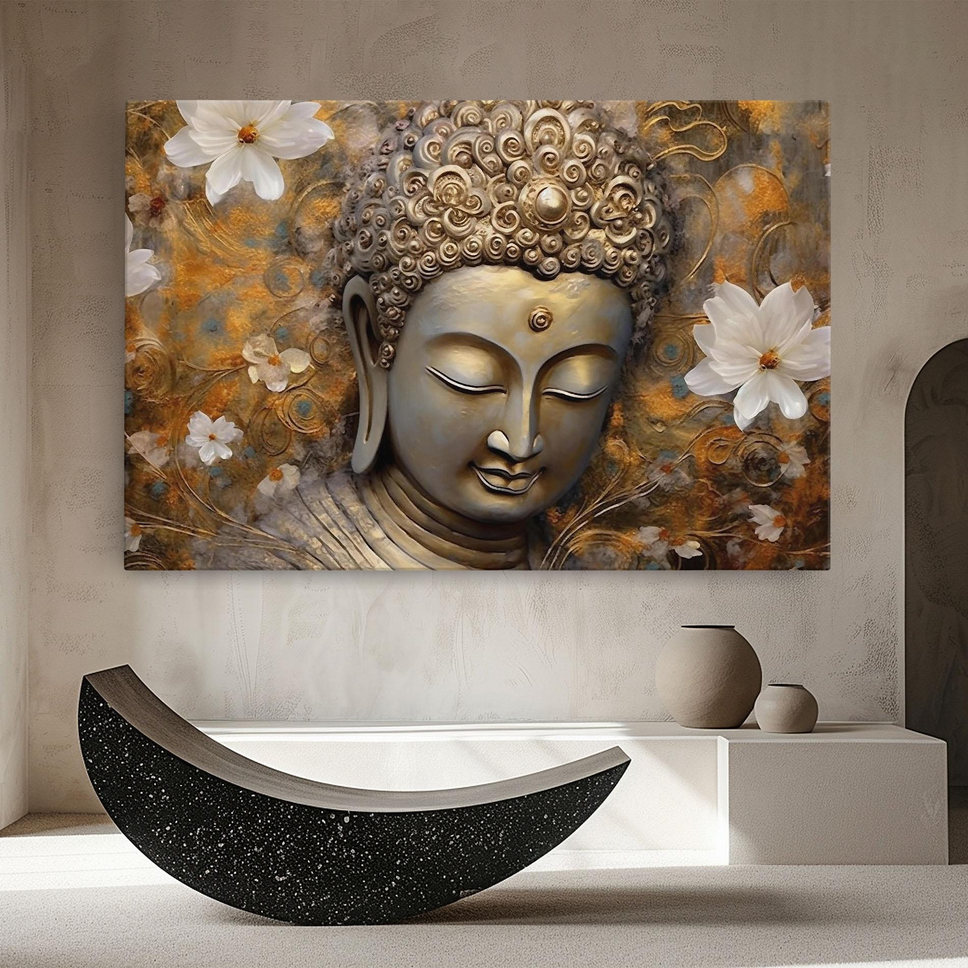 Tablou Canvas White Flower Buddha Art mockup 8