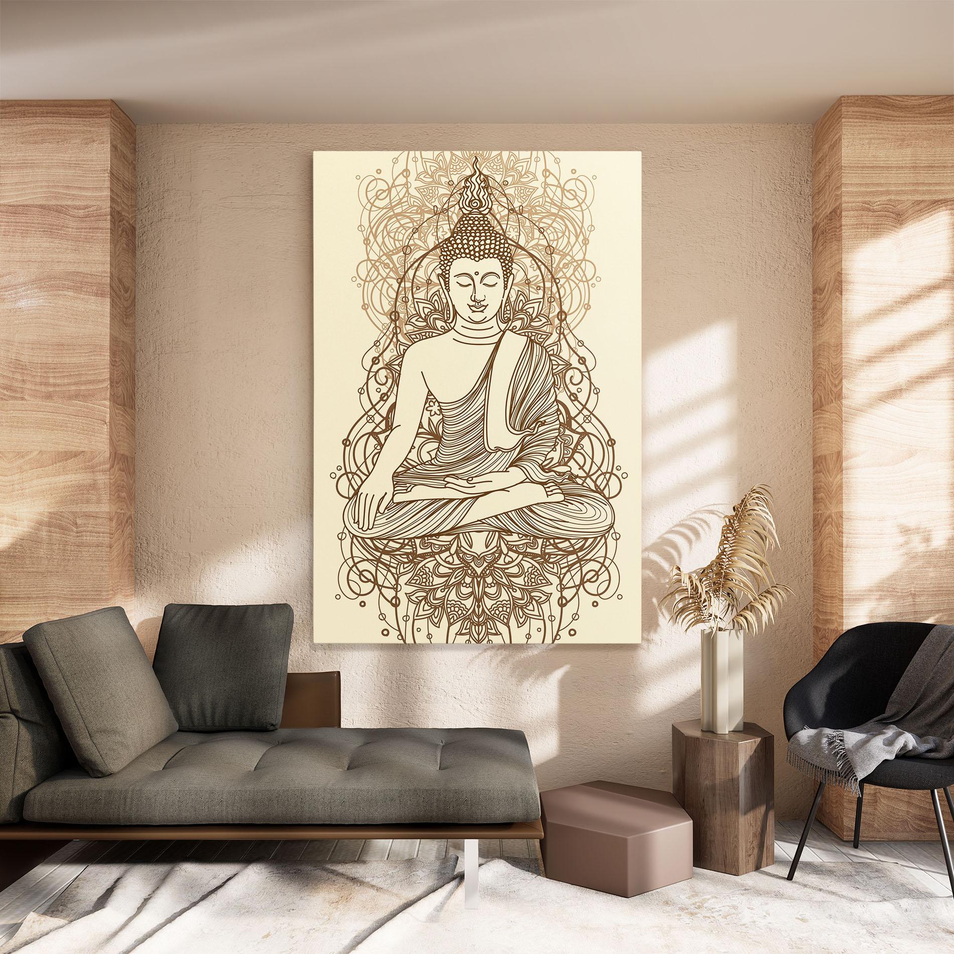 Tablou Canvas Brown Line Buddha mockup 8