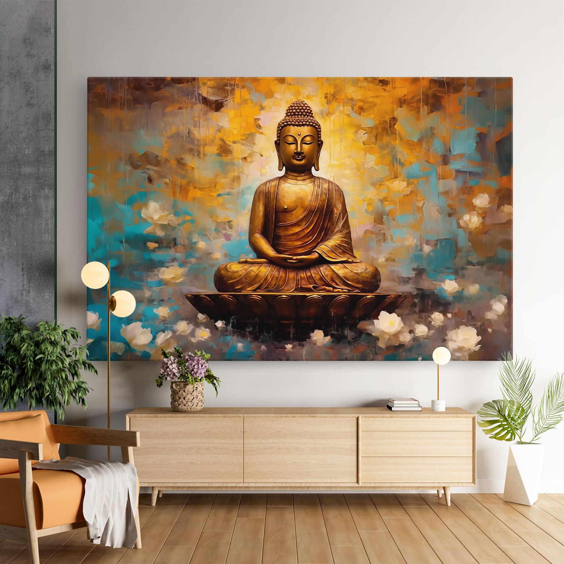 Tablou Canvas Blue Gold Buddha mockup 9