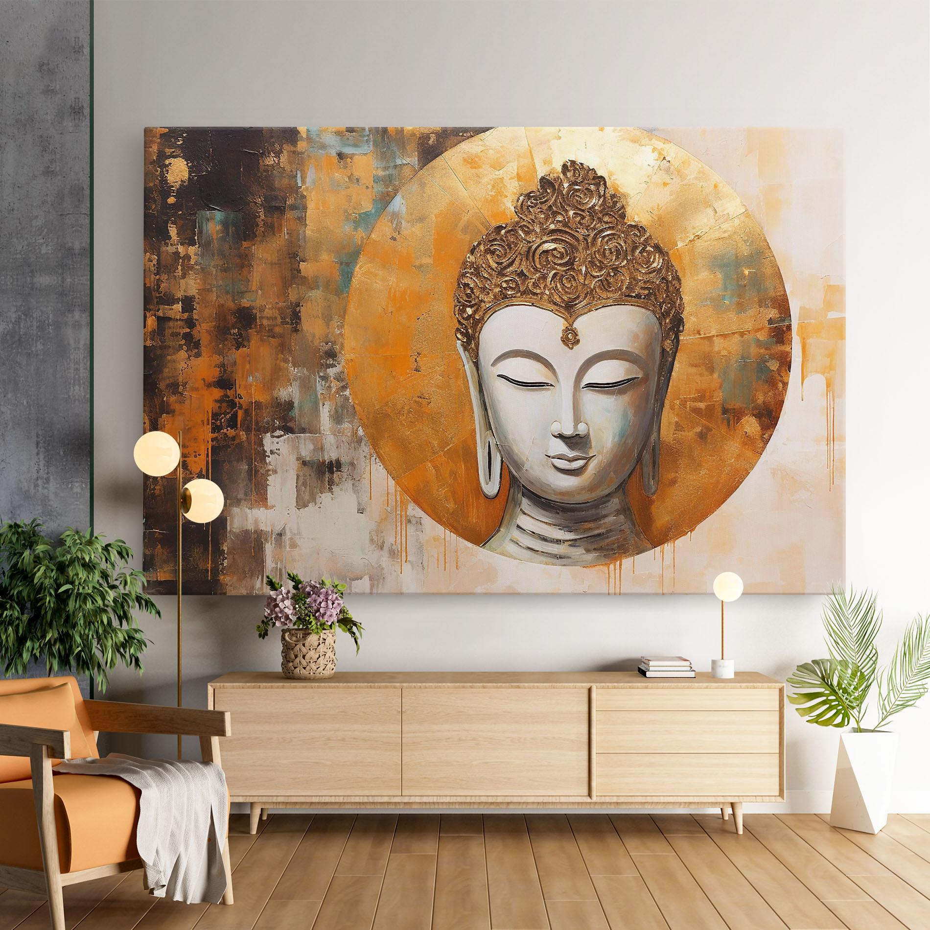 Tablou Canvas Cream Circle Buddha mockup 9