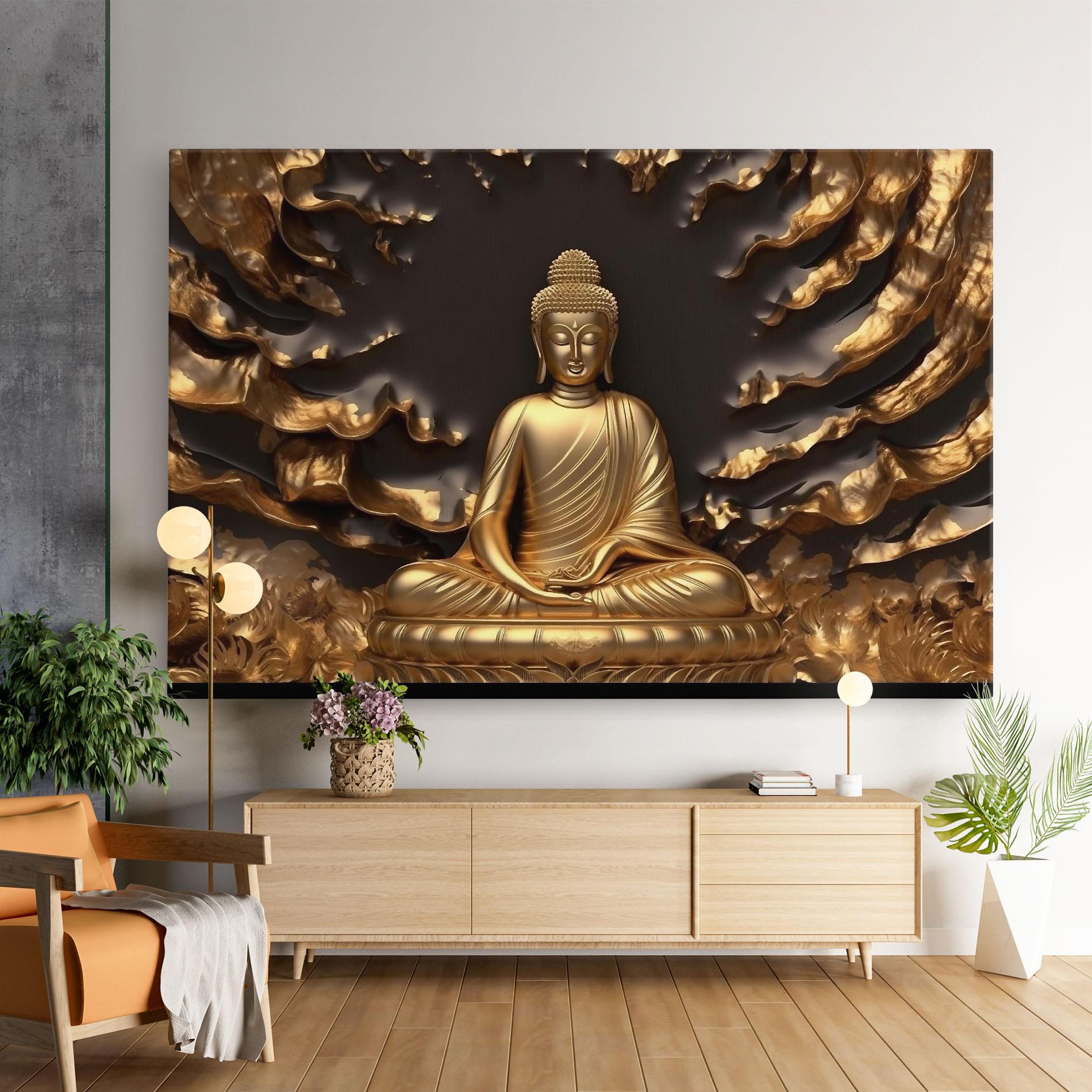 Tablou Canvas Gold 3d Buddha mockup 9