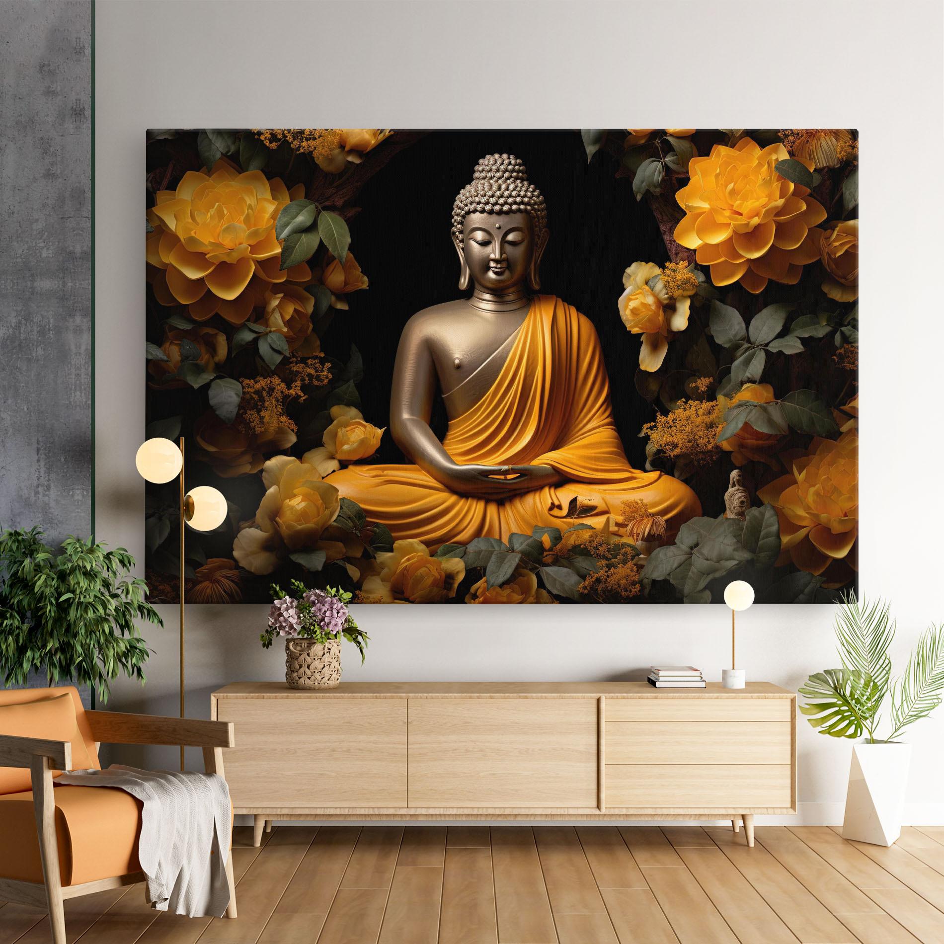 Tablou Canvas Gold Buddha Flower mockup 9