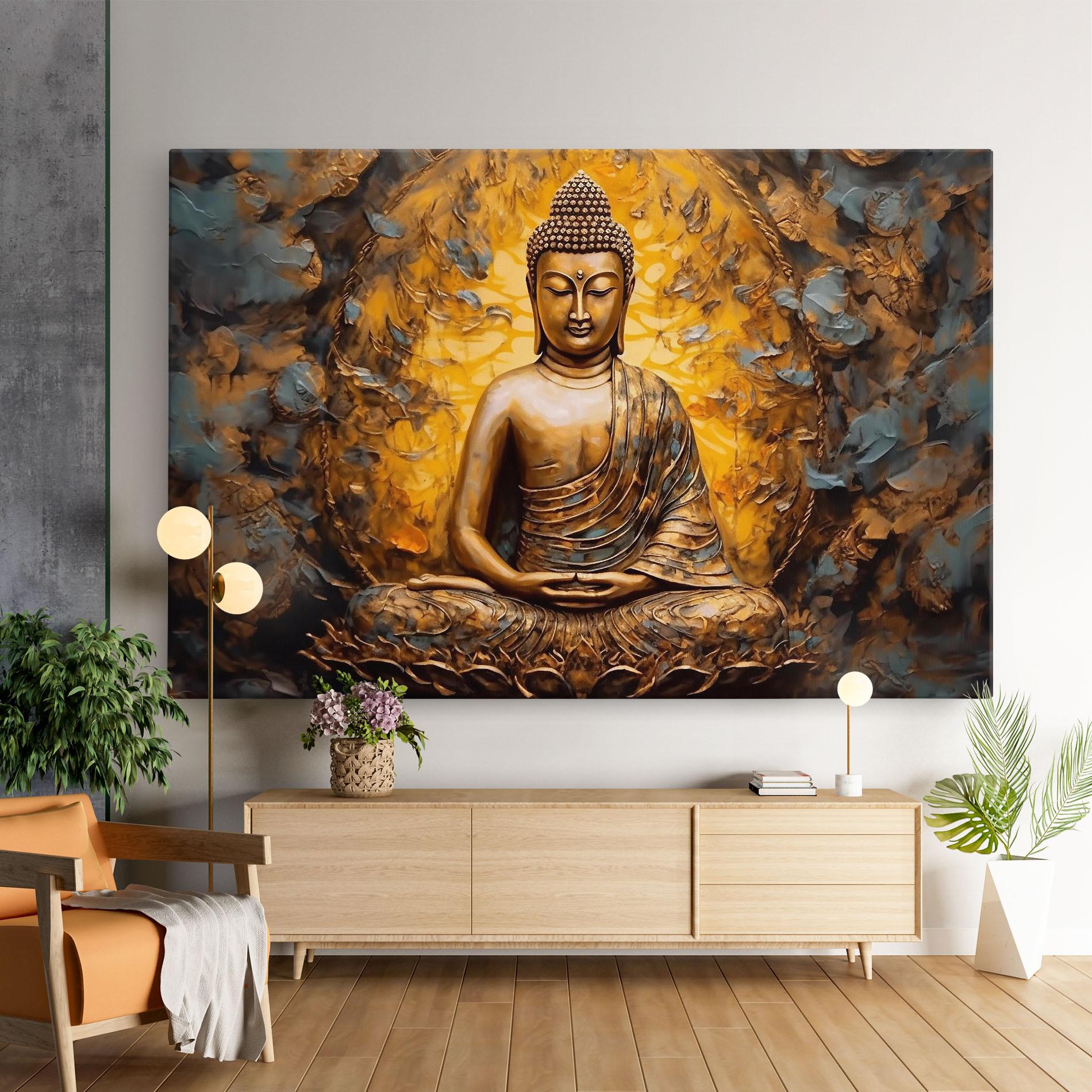 Tablou Canvas Gold Grey Buddha mockup 9