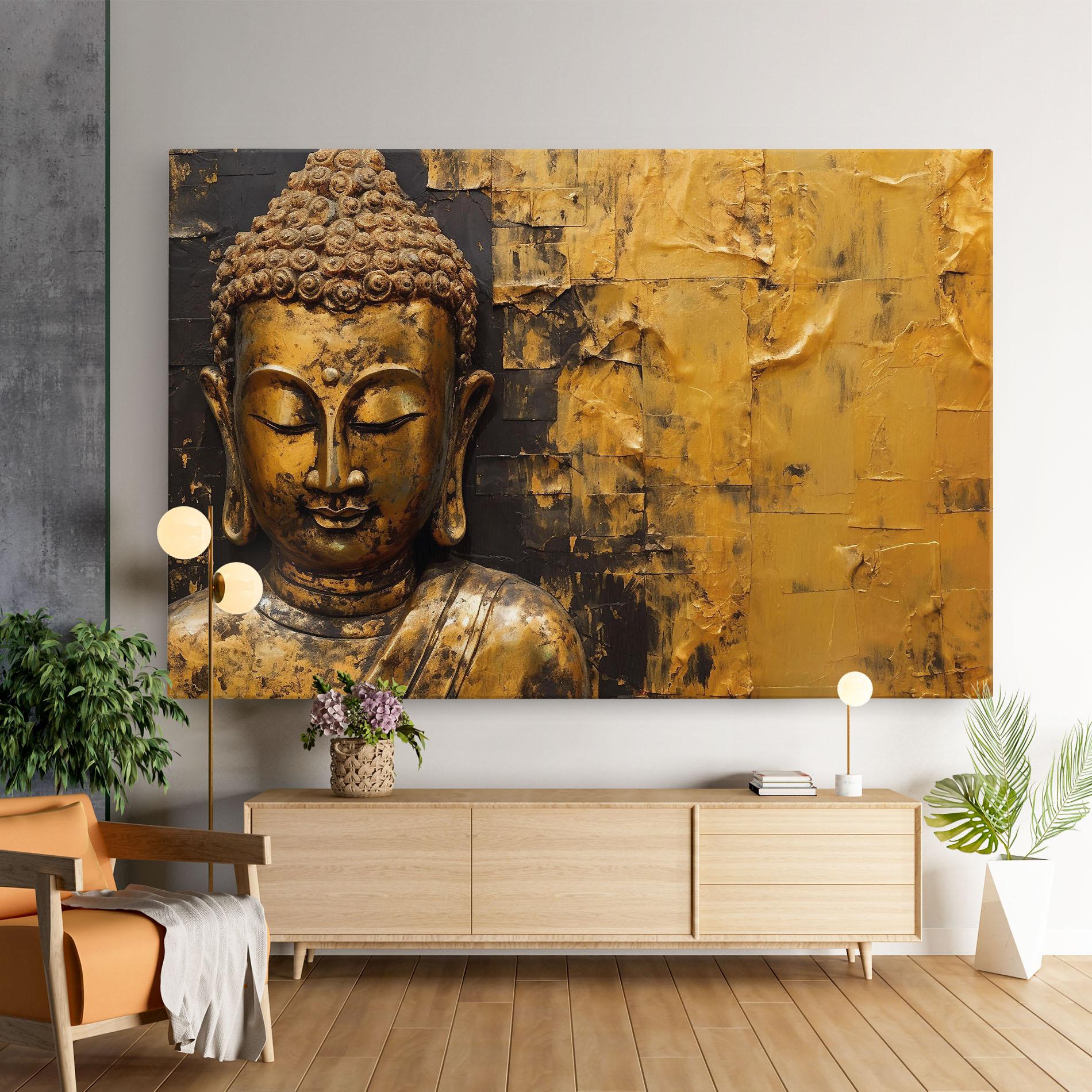 Tablou Canvas Gold Paint Buddha mockup 9
