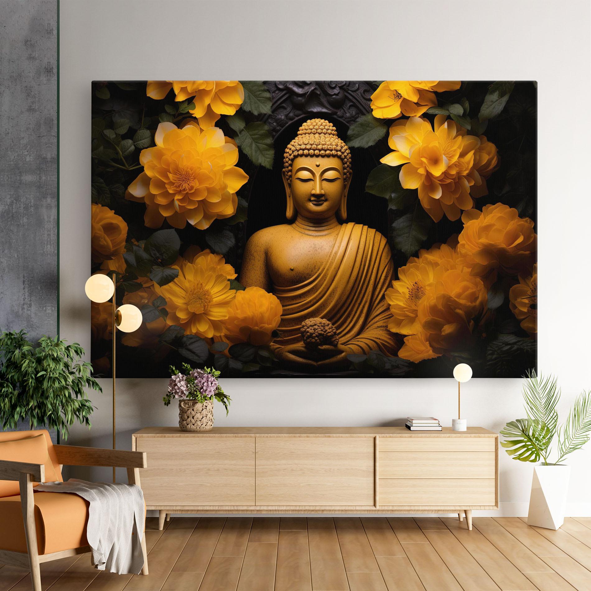 Tablou Canvas Vecteezy_buddha Statue Surrounded By Yellow Flowers Ai Generated_27745002_860 mockup 9