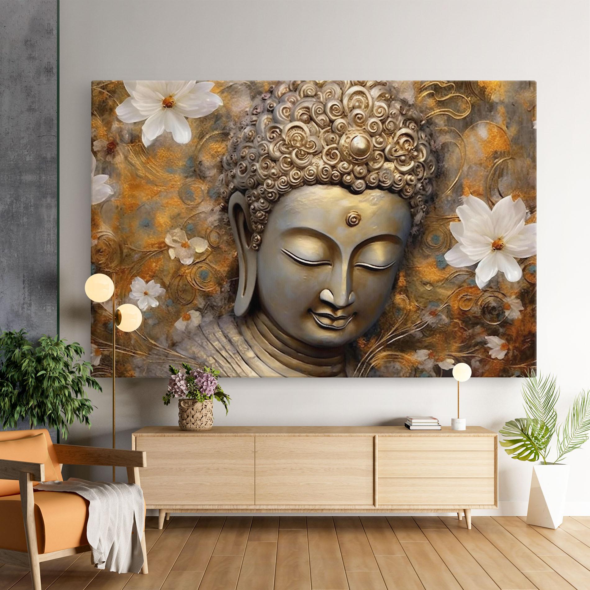 Tablou Canvas White Flower Buddha Art mockup 9