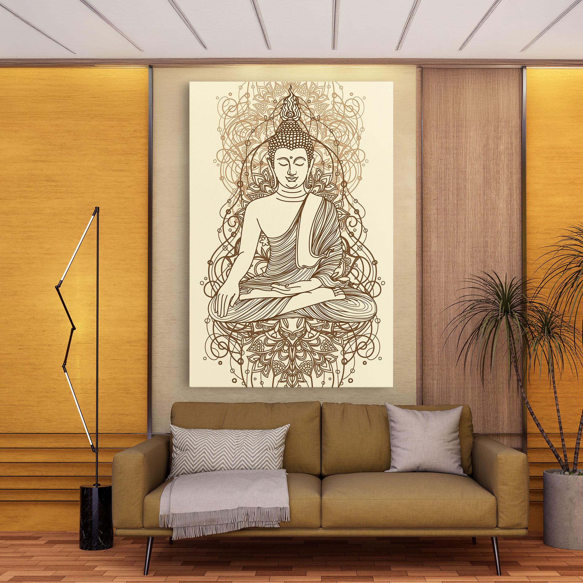 Tablou Canvas Brown Line Buddha mockup 9