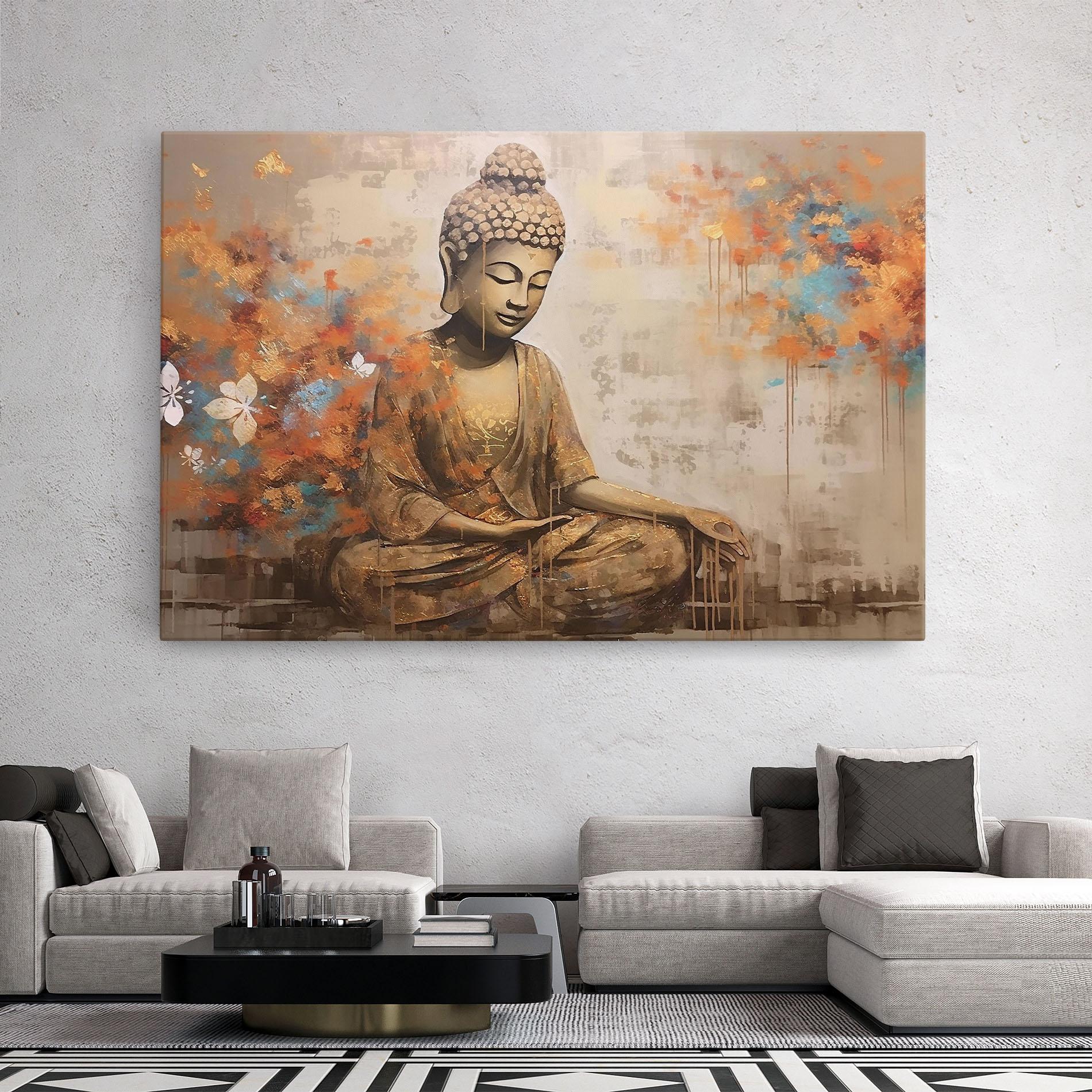 Tablou Canvas Buddha Cream Blue mockup 2