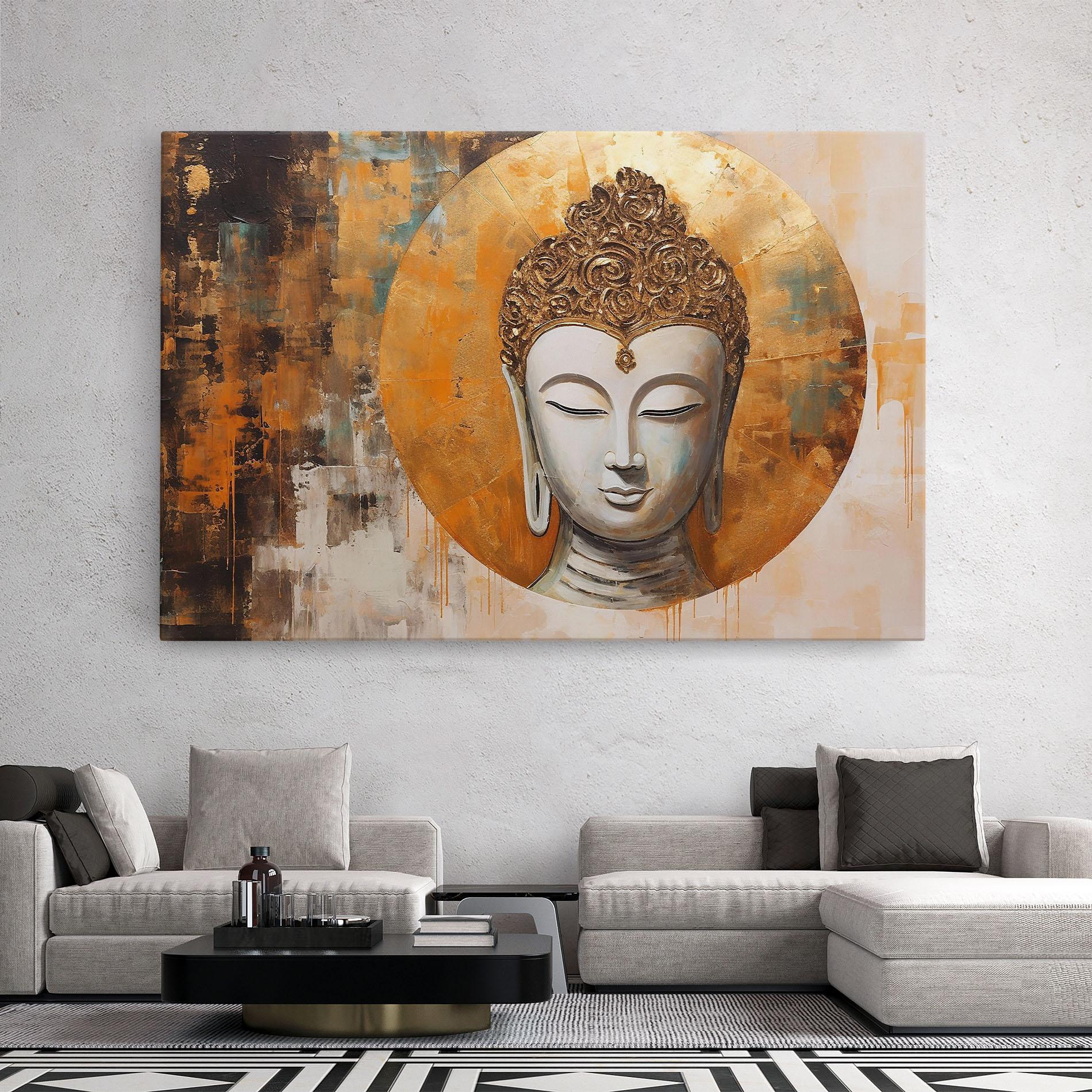 Tablou Canvas Cream Circle Buddha mockup 2