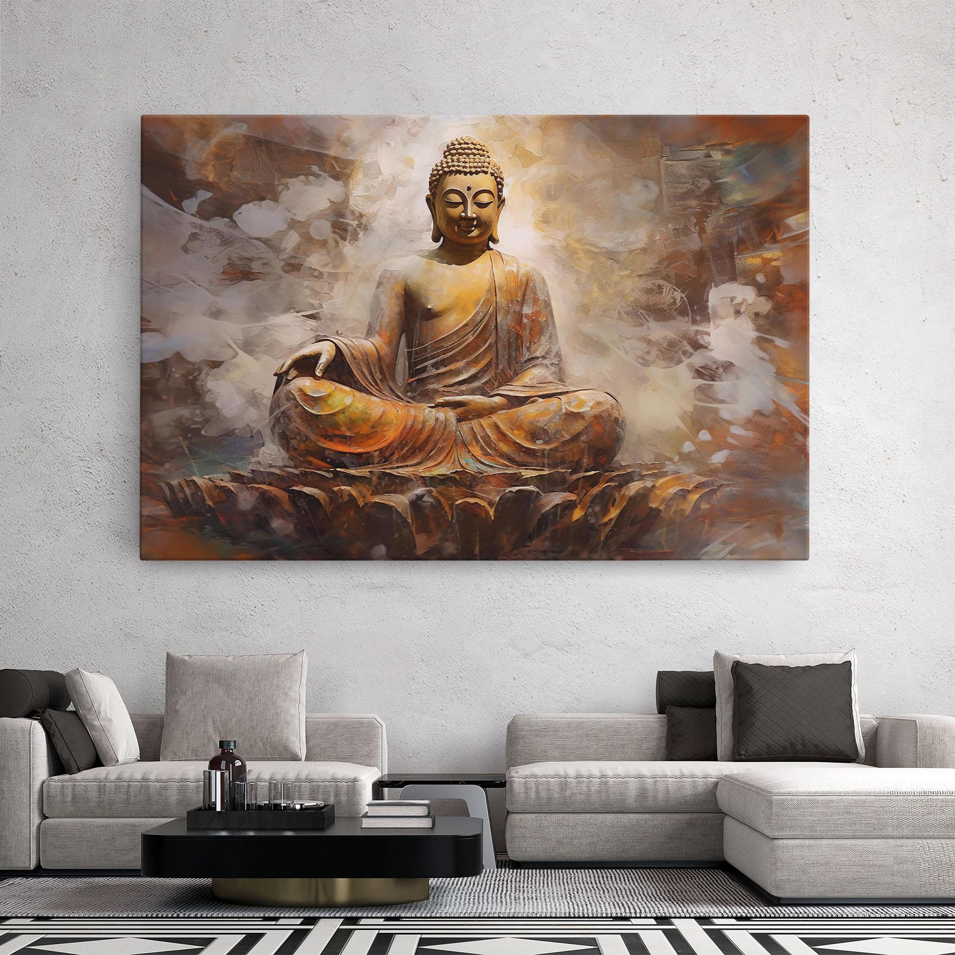 Tablou Canvas Cream Orange Buddha mockup 2