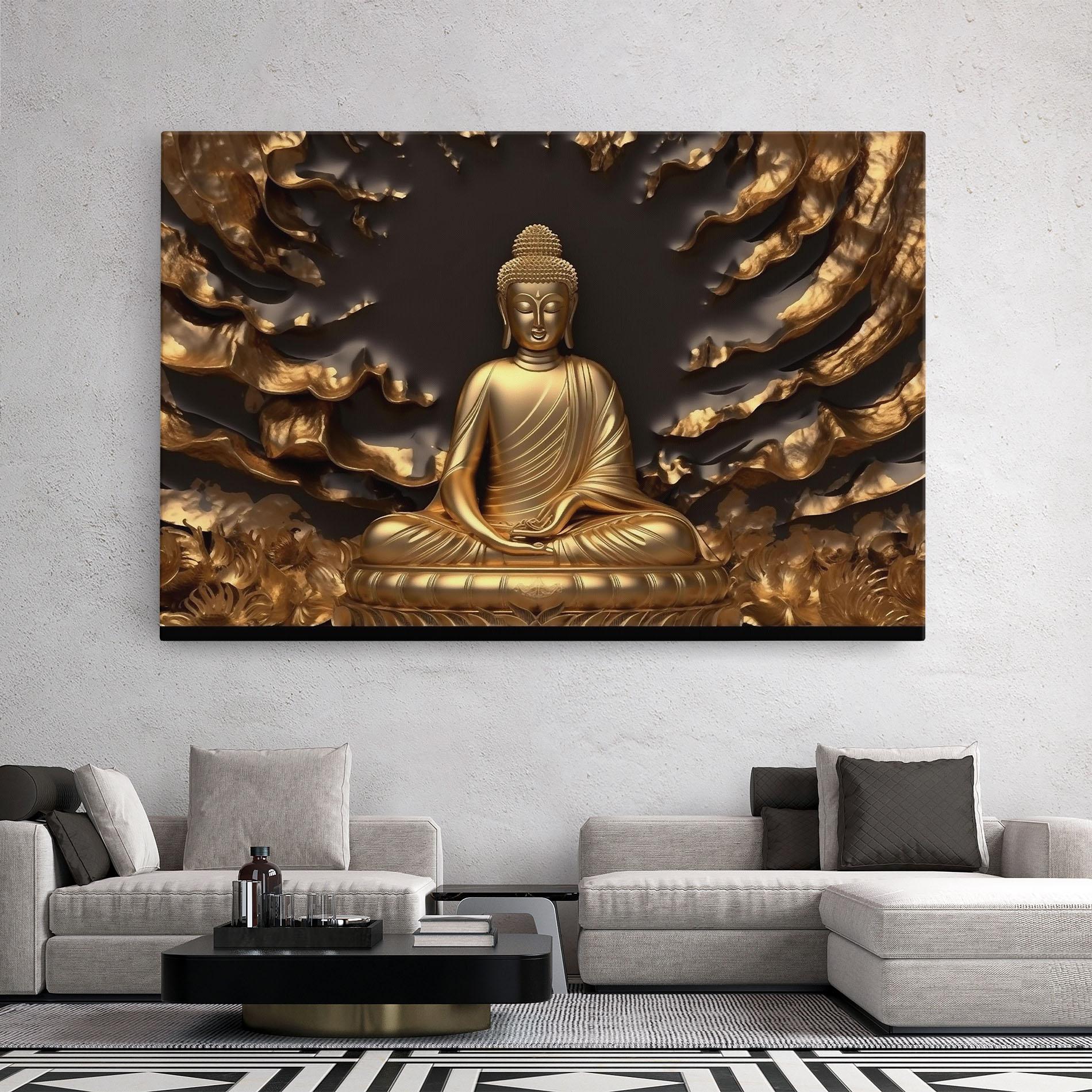 Tablou Canvas Gold 3d Buddha mockup 2