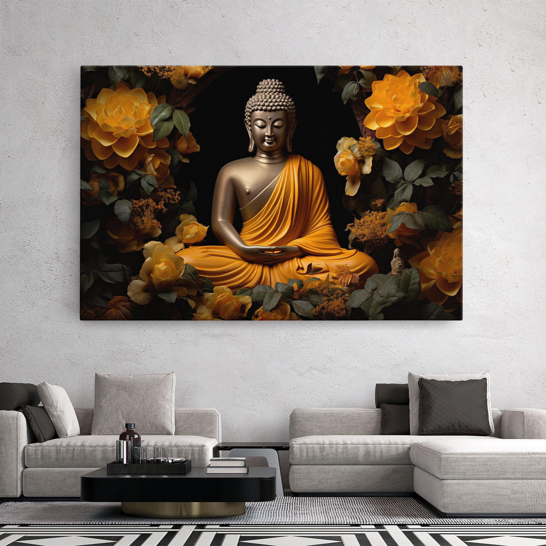 Tablou Canvas Gold Buddha Flower mockup 2
