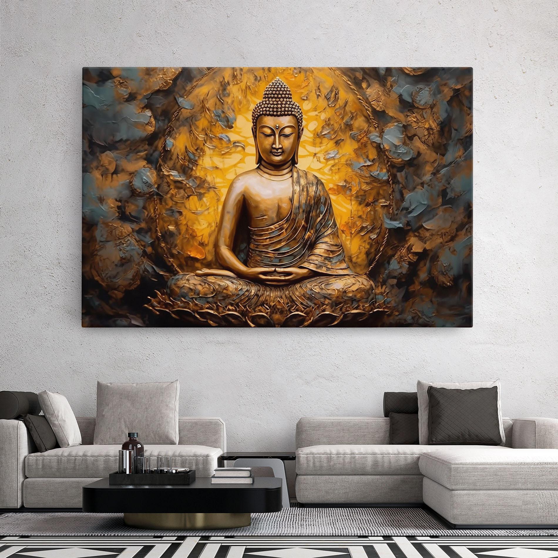 Tablou Canvas Gold Grey Buddha mockup 2