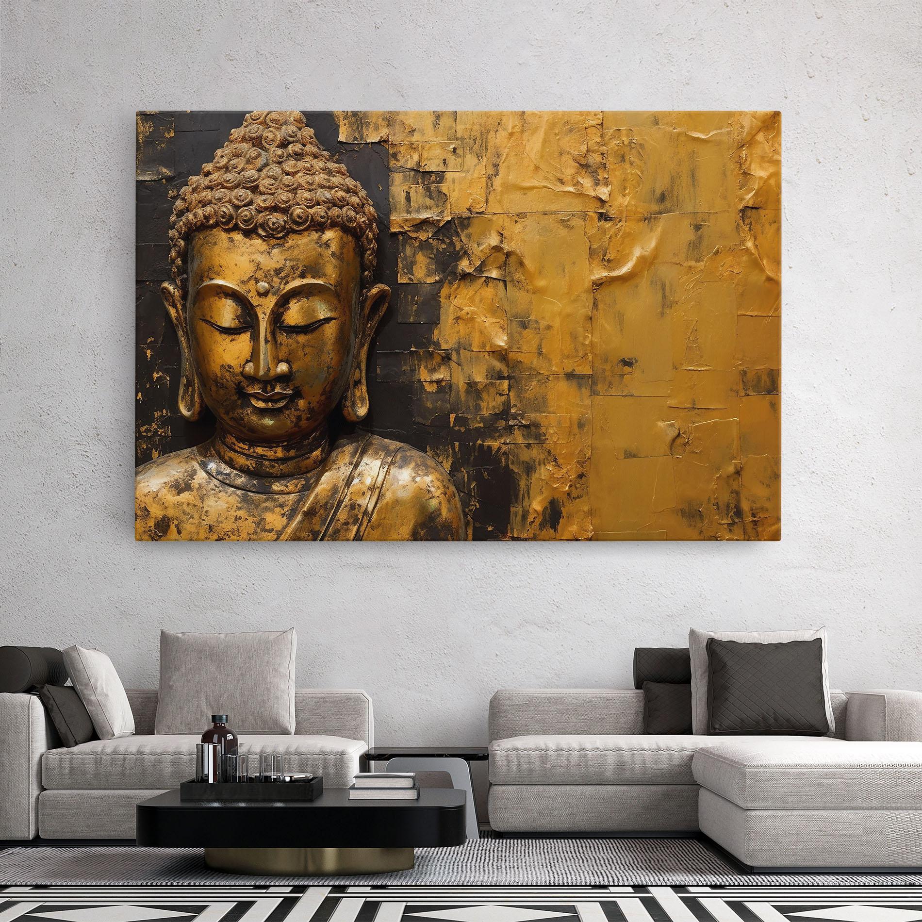 Tablou Canvas Gold Paint Buddha mockup 2