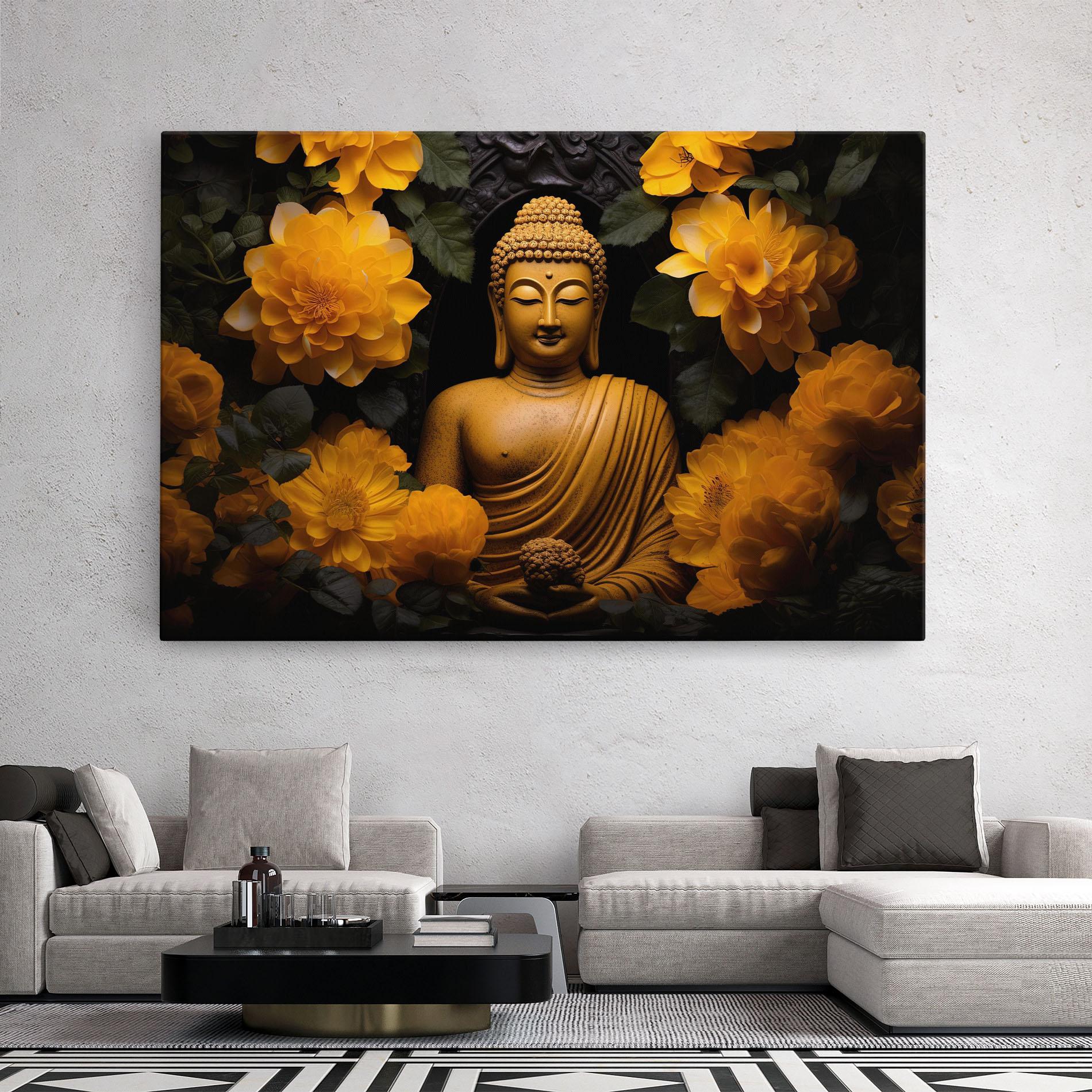 Tablou Canvas Vecteezy_buddha Statue Surrounded By Yellow Flowers Ai Generated_27745002_860 mockup 2