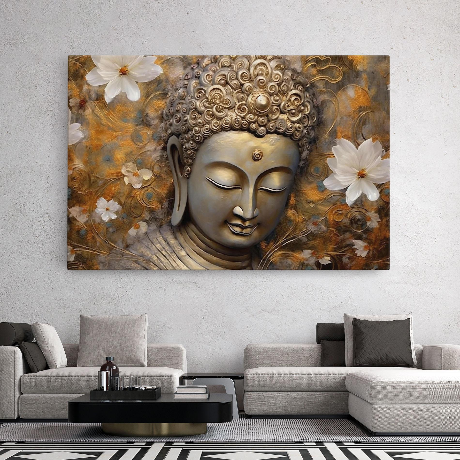 Tablou Canvas White Flower Buddha Art mockup 2