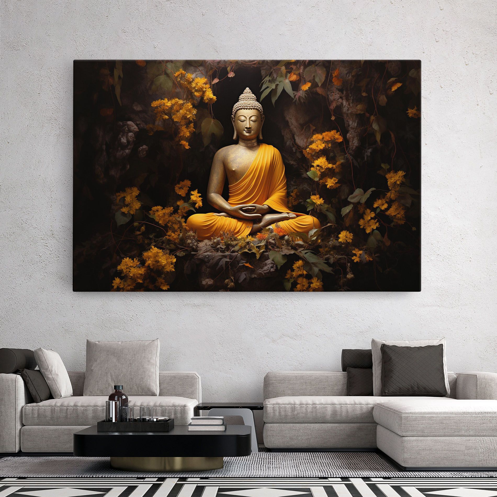 Yellow Light Buddha mockup 2