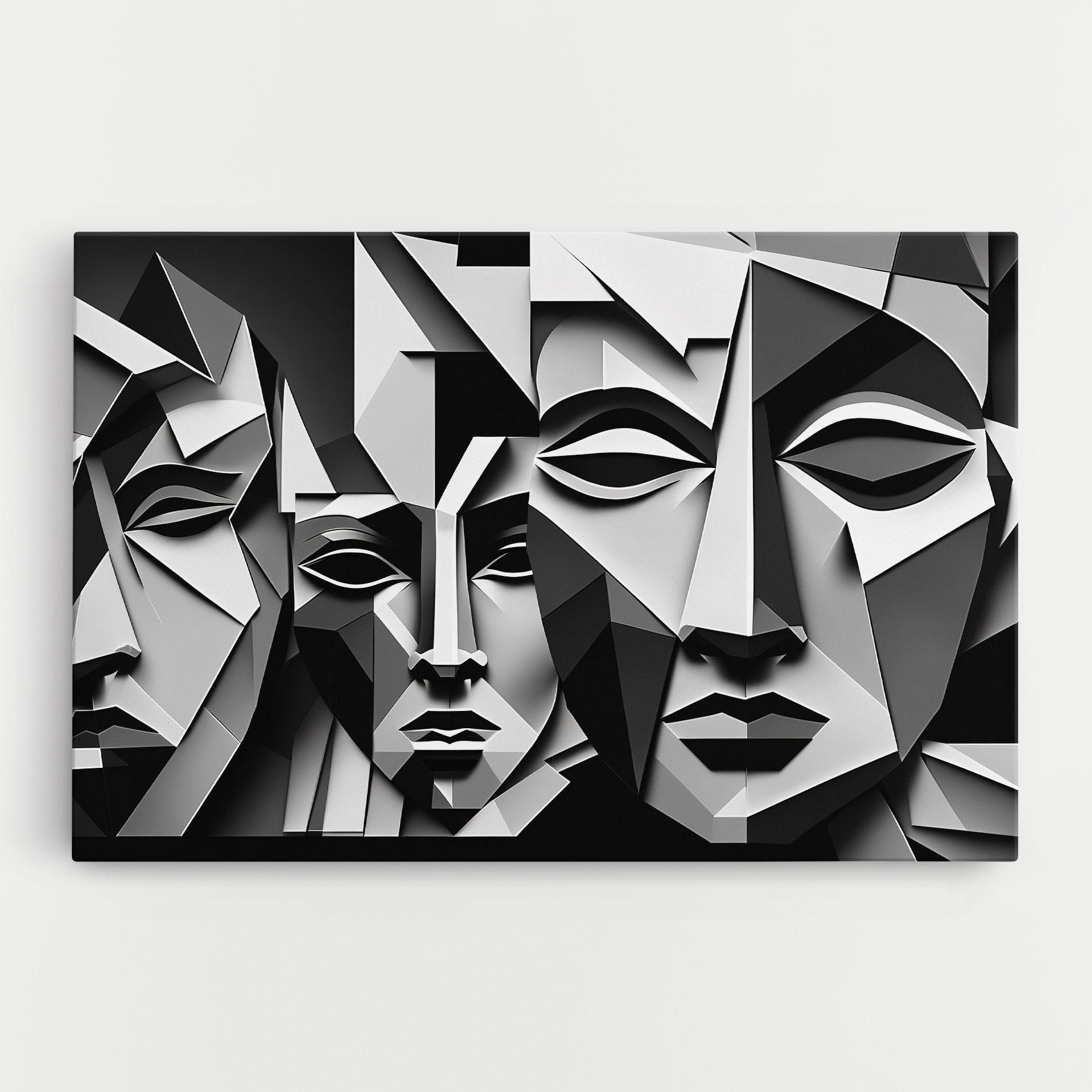 Tablou Canvas Grey Faces Collage mockup 0