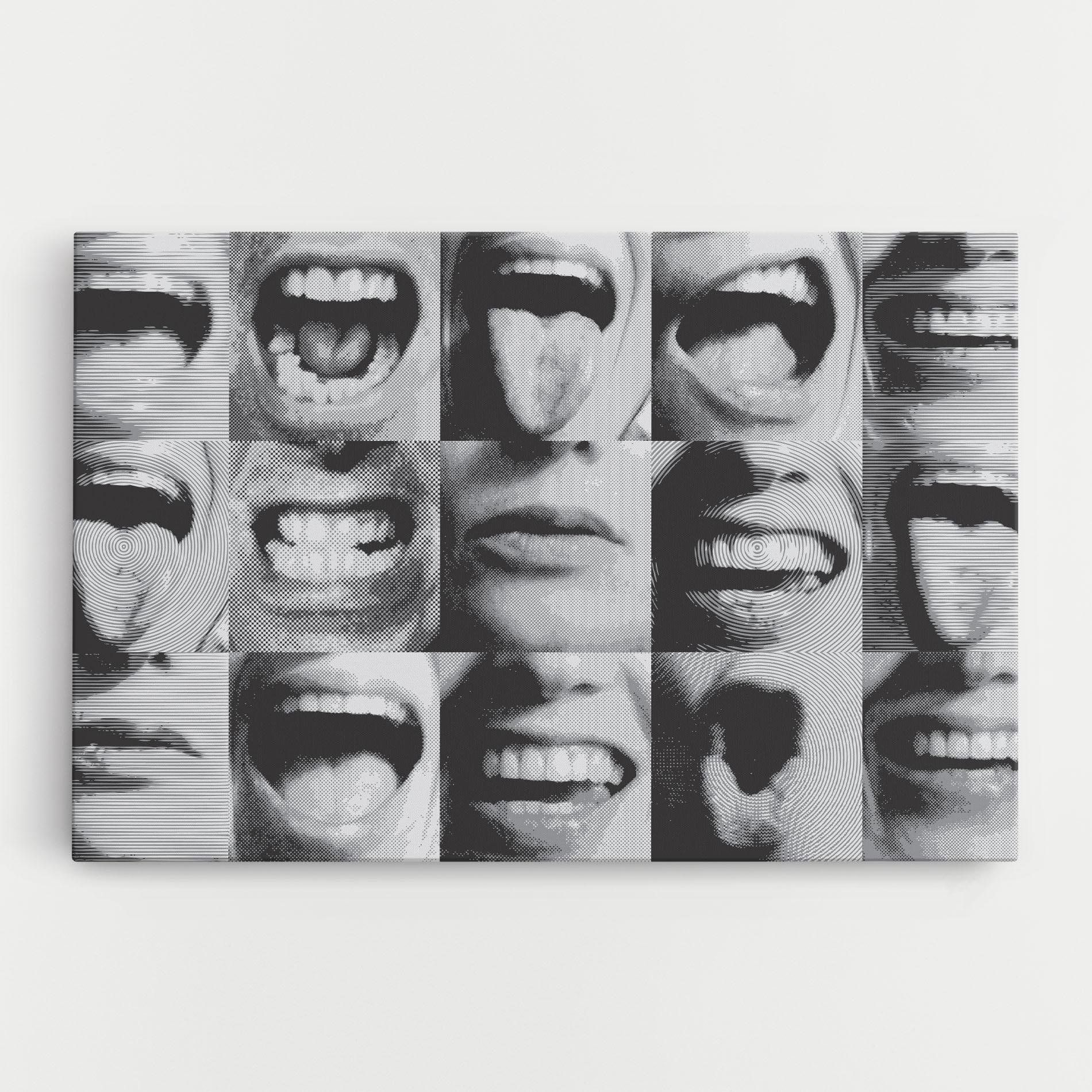 Tablou Canvas Grey Mouth Collage mockup 0