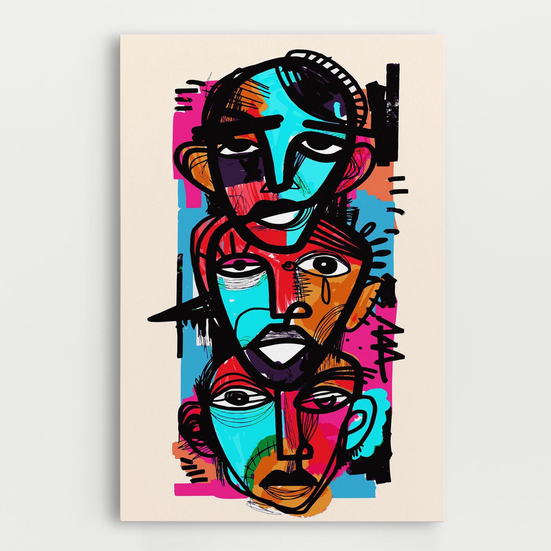 Tablou Canvas Blue Orange Faces mockup 0