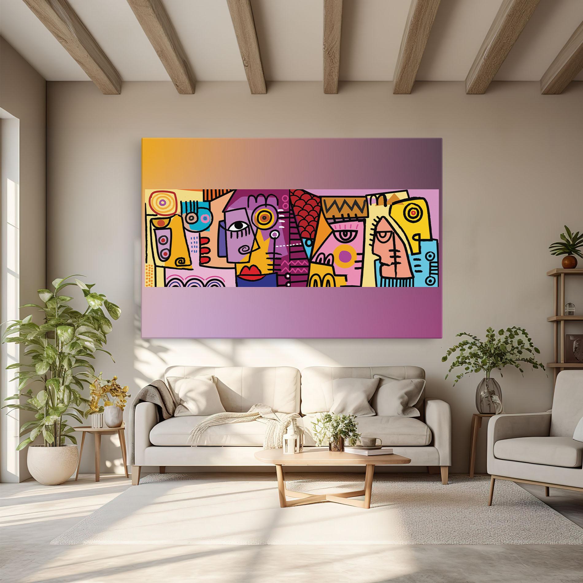 Tablou Canvas Face Group Purple mockup 6