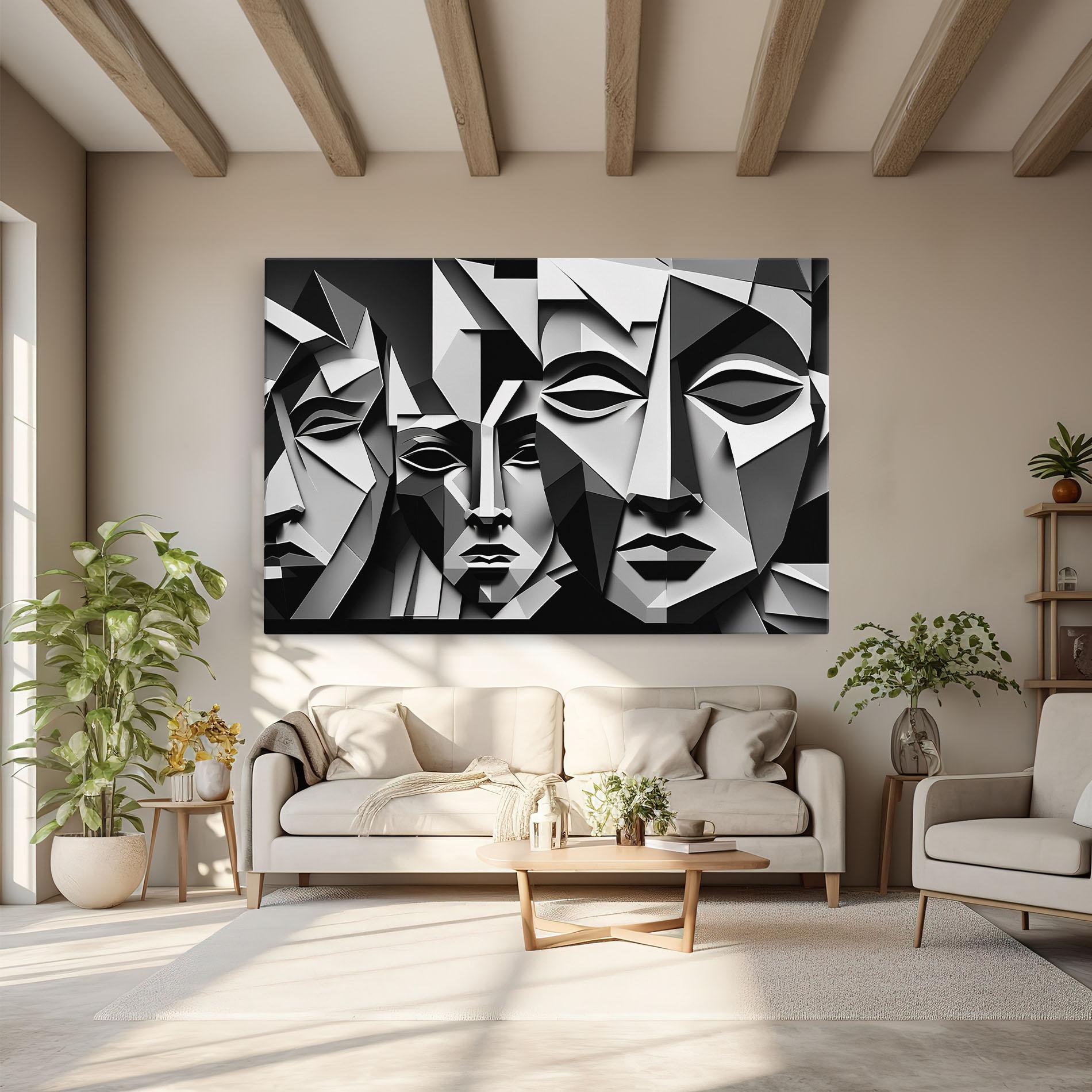 Tablou Canvas Grey Faces Collage mockup 6