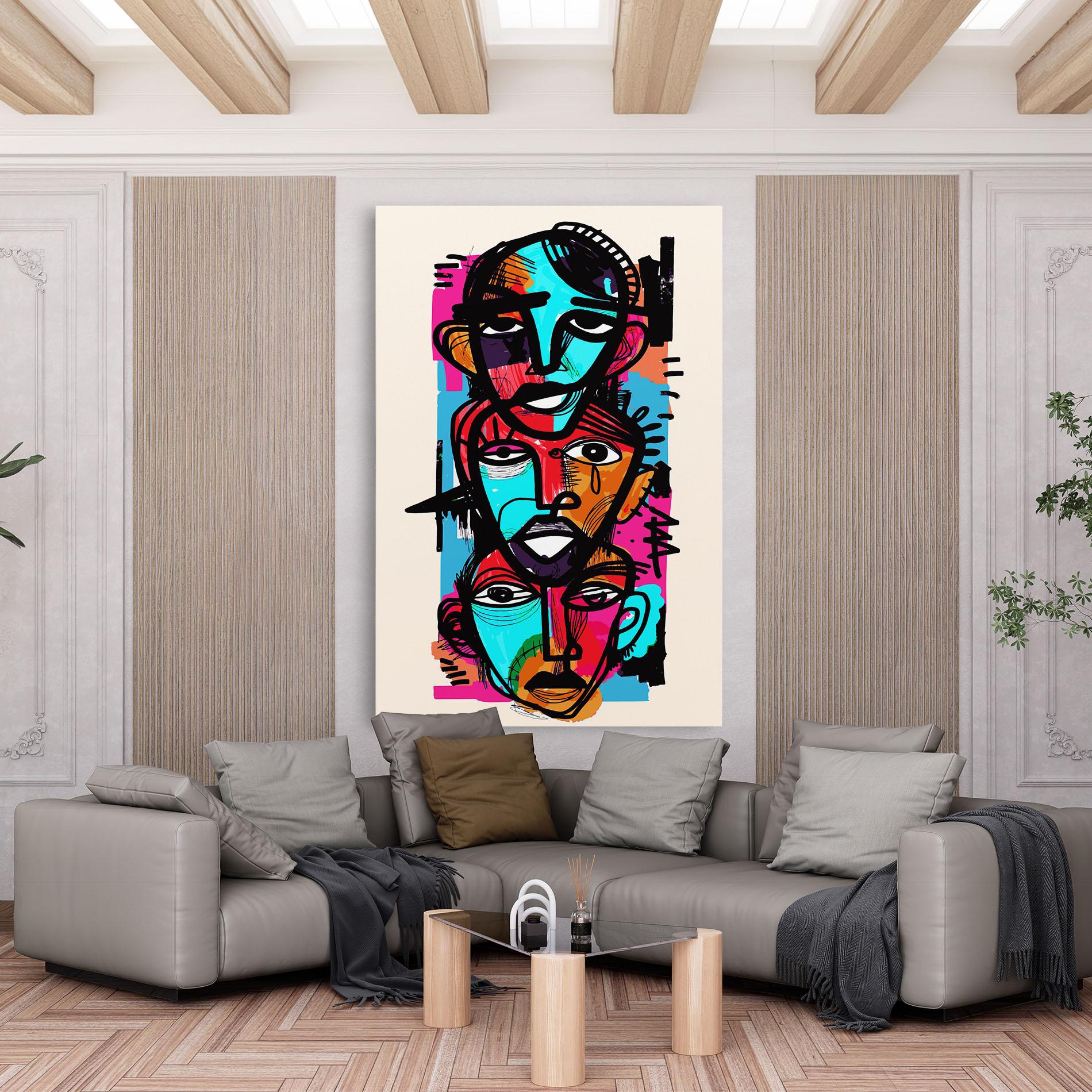 Tablou Canvas Blue Orange Faces mockup 6