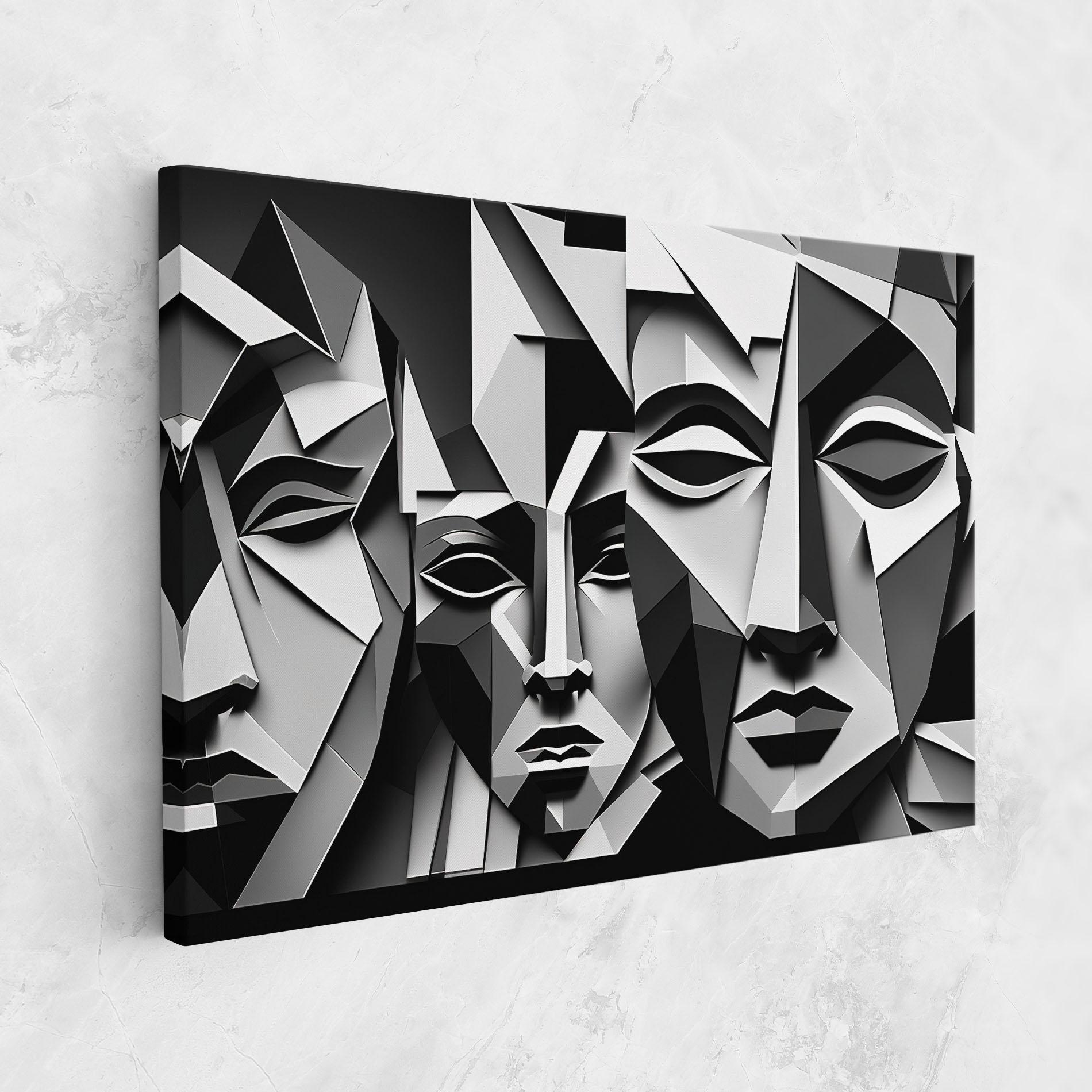 Tablou Canvas Grey Faces Collage mockup 1