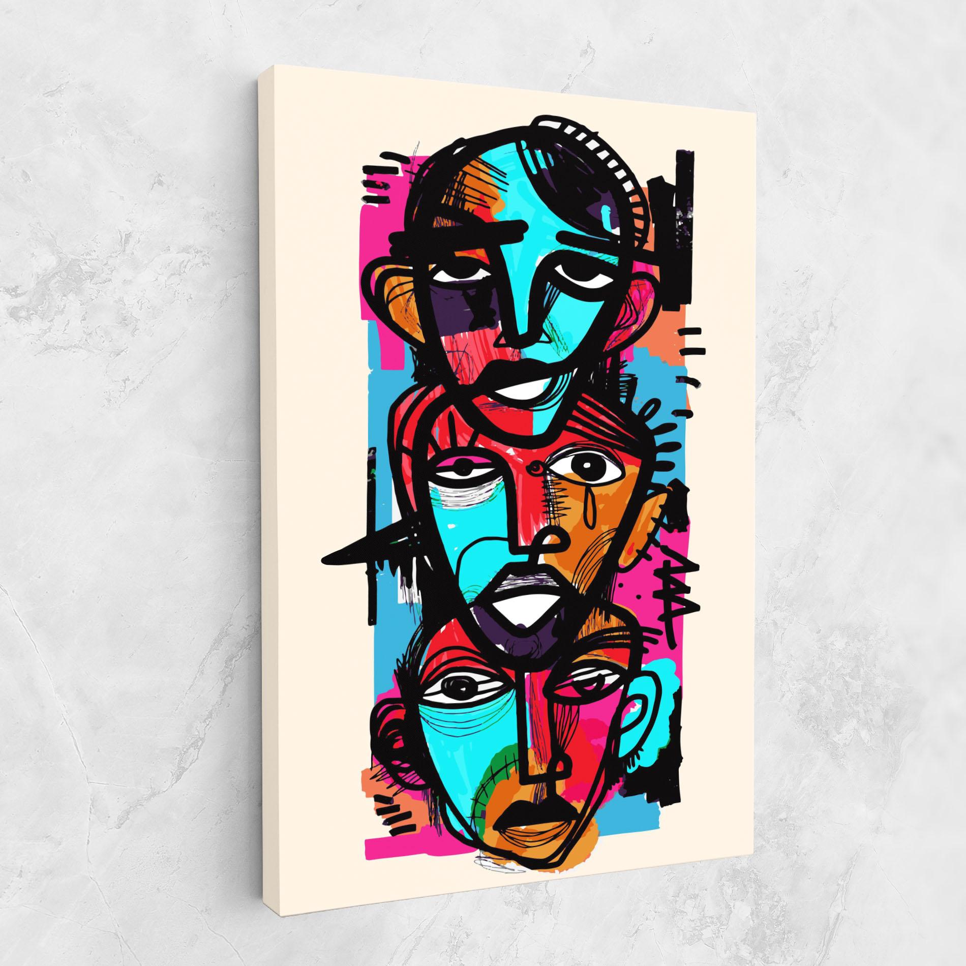 Tablou Canvas Blue Orange Faces mockup 1