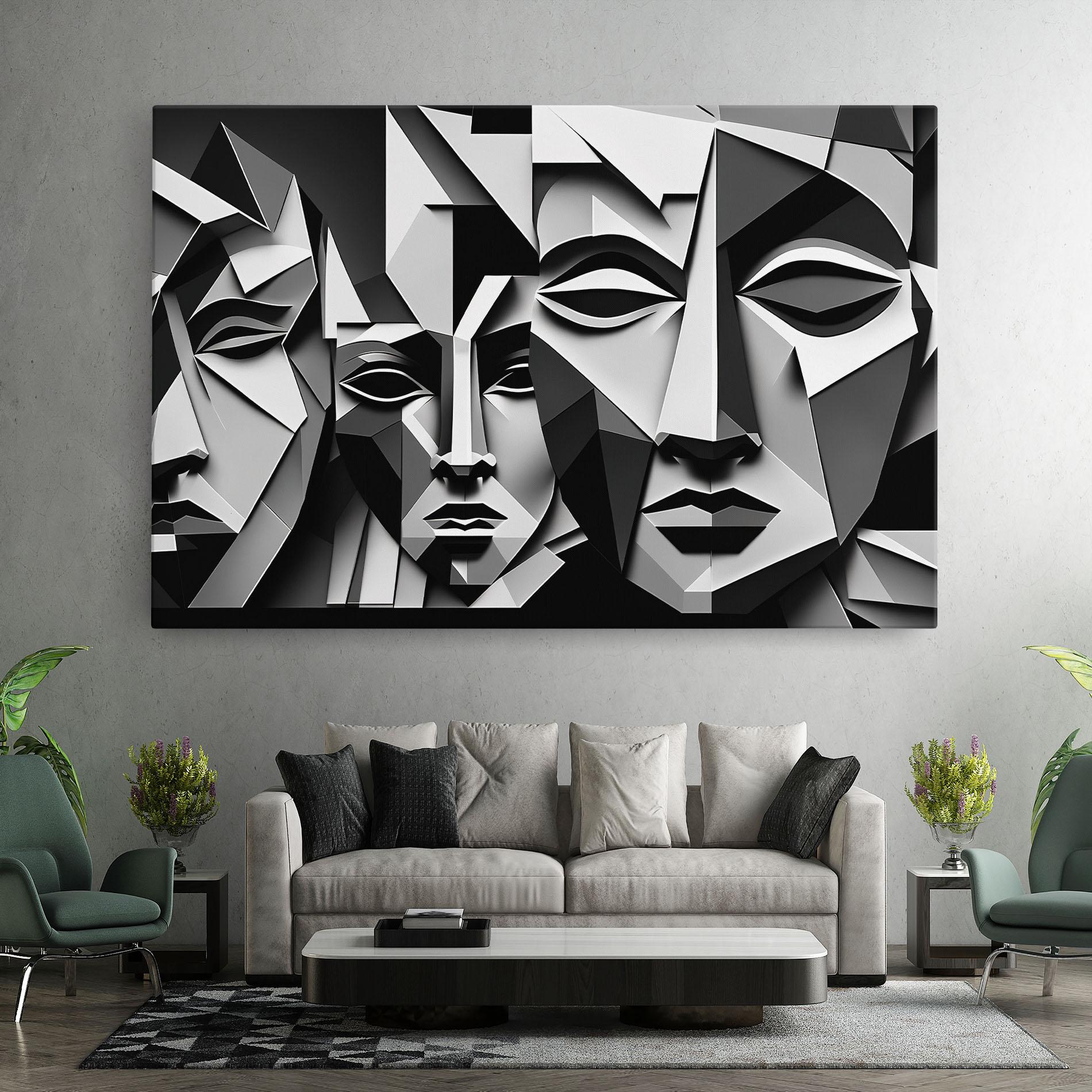 Tablou Canvas Grey Faces Collage mockup 7