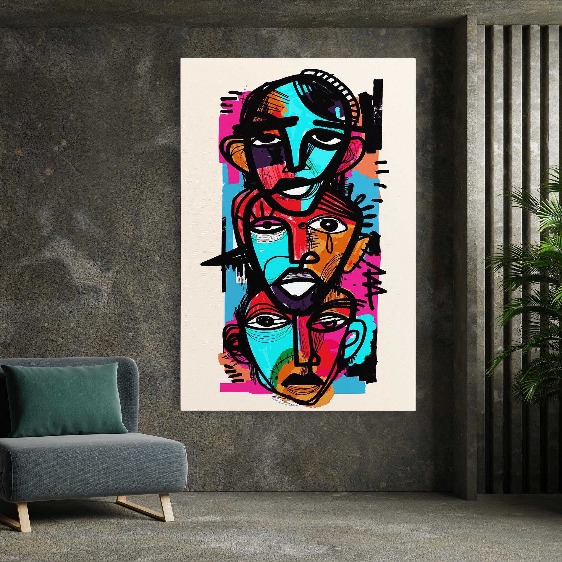 Tablou Canvas Blue Orange Faces mockup 7