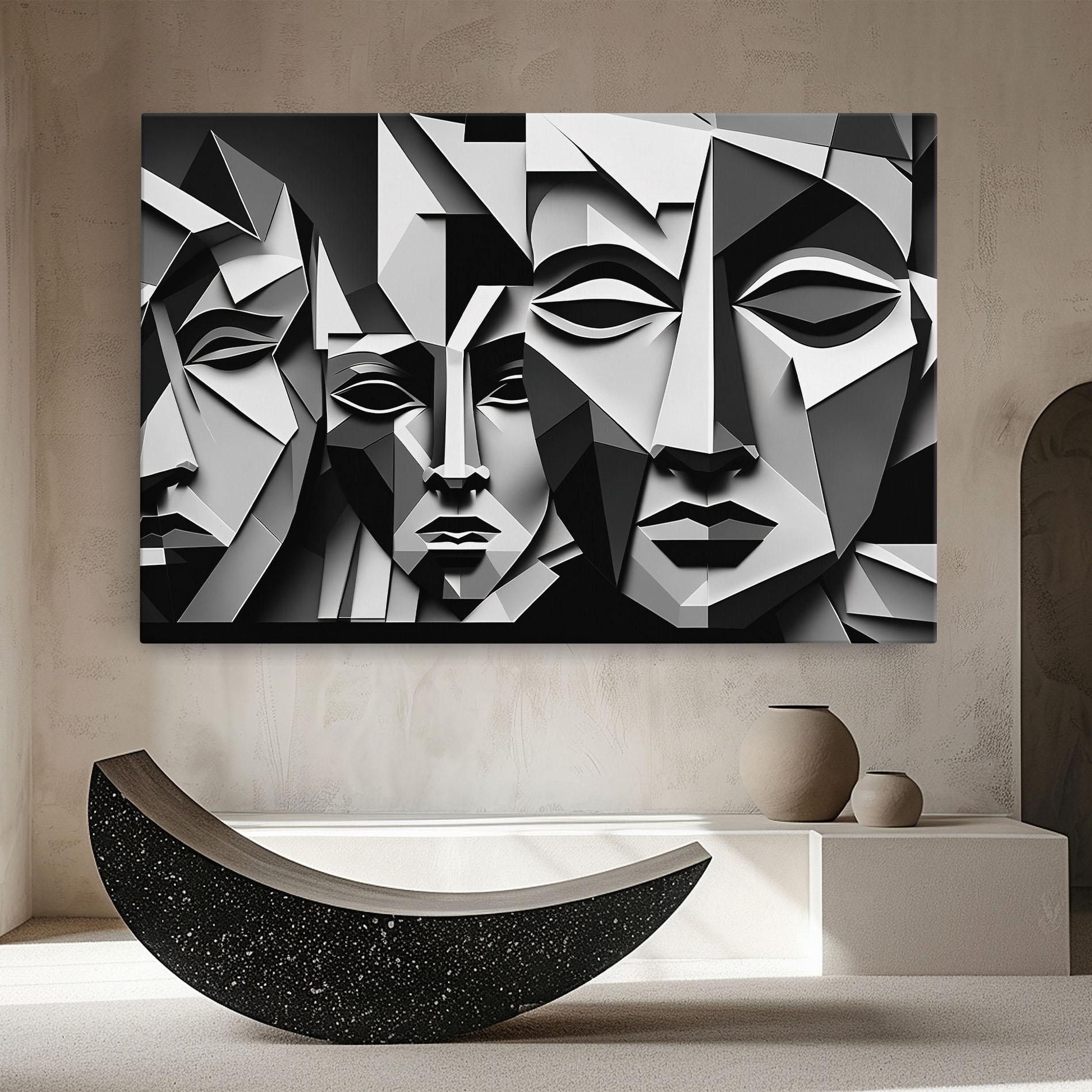 Tablou Canvas Grey Faces Collage mockup 8