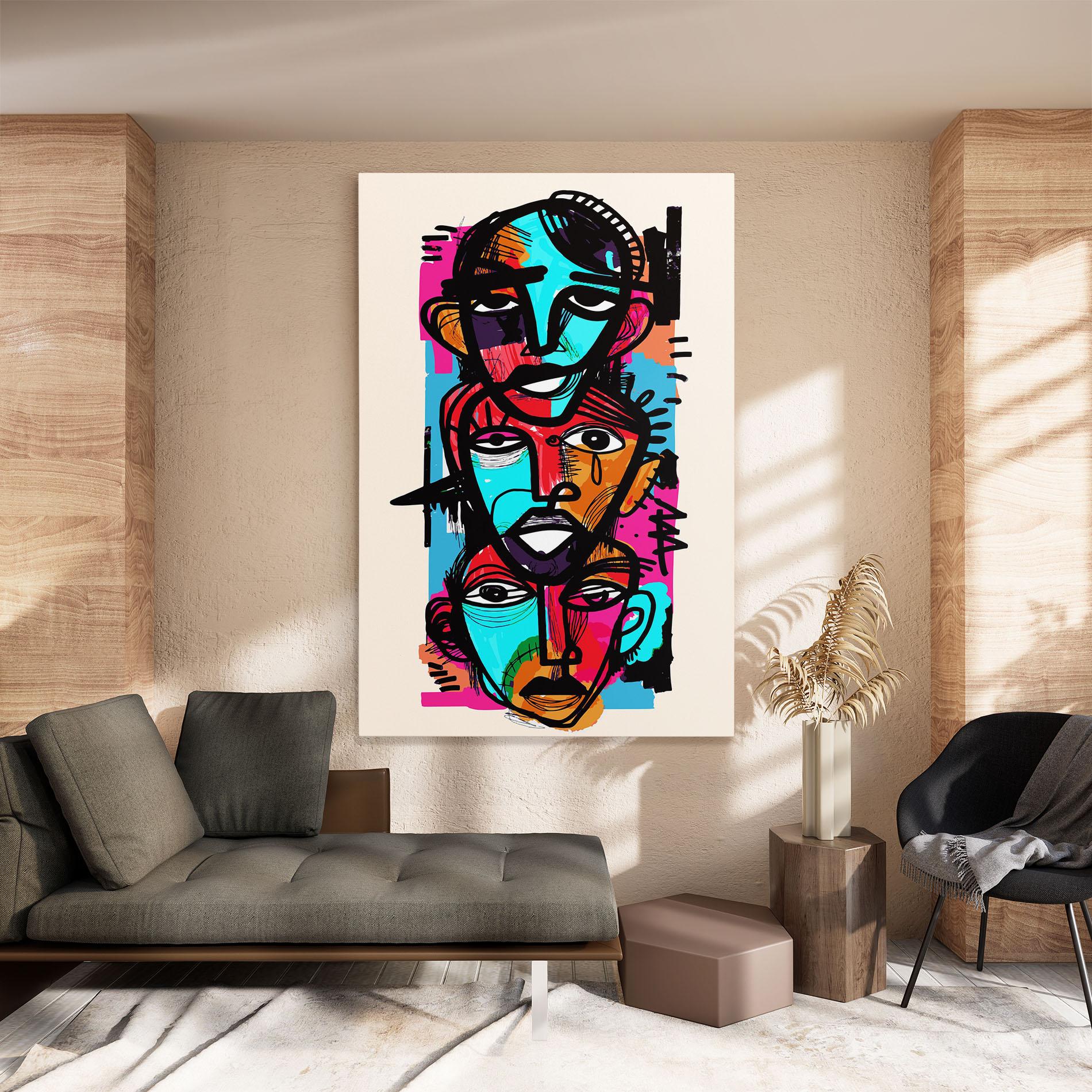 Tablou Canvas Blue Orange Faces mockup 8