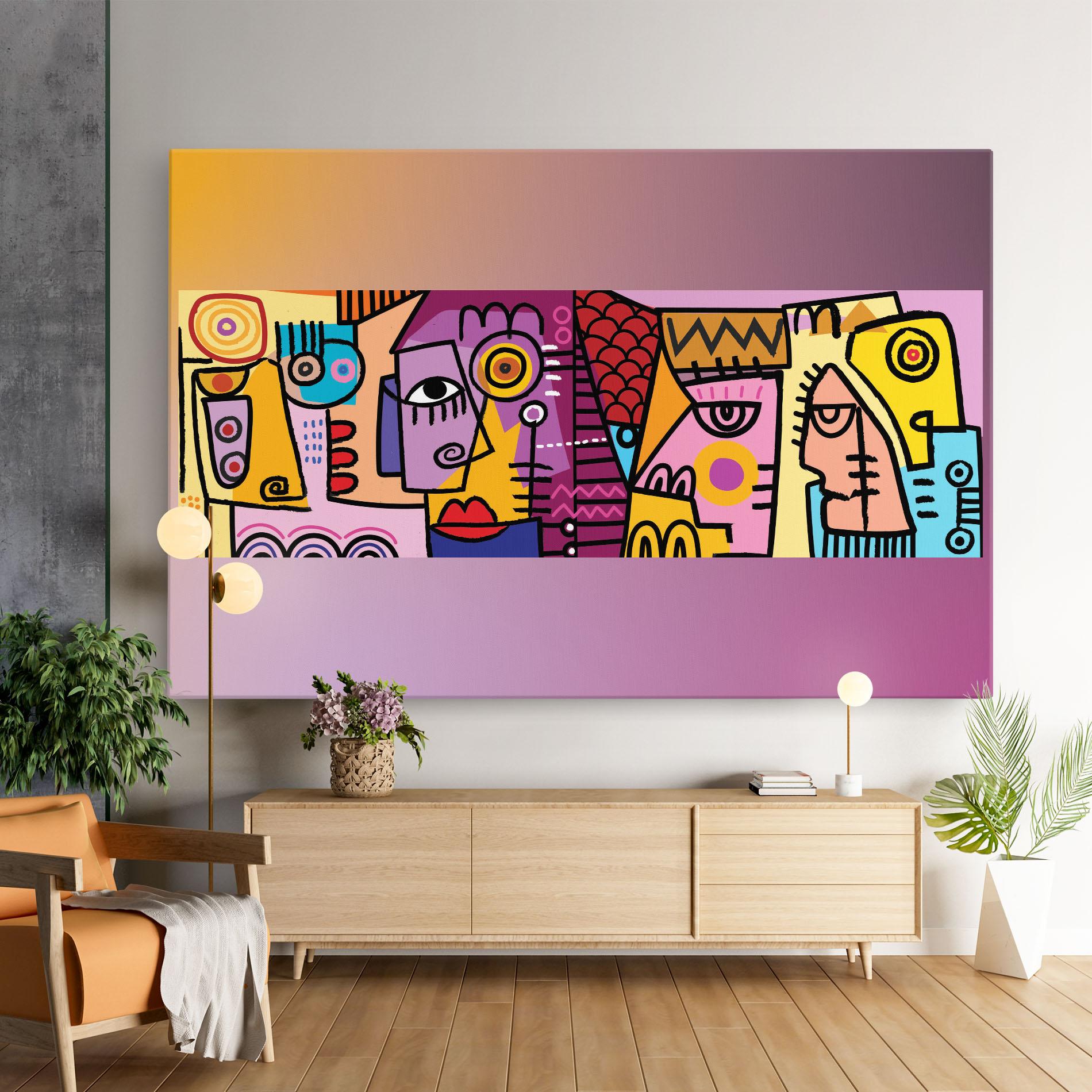 Tablou Canvas Face Group Purple mockup 9