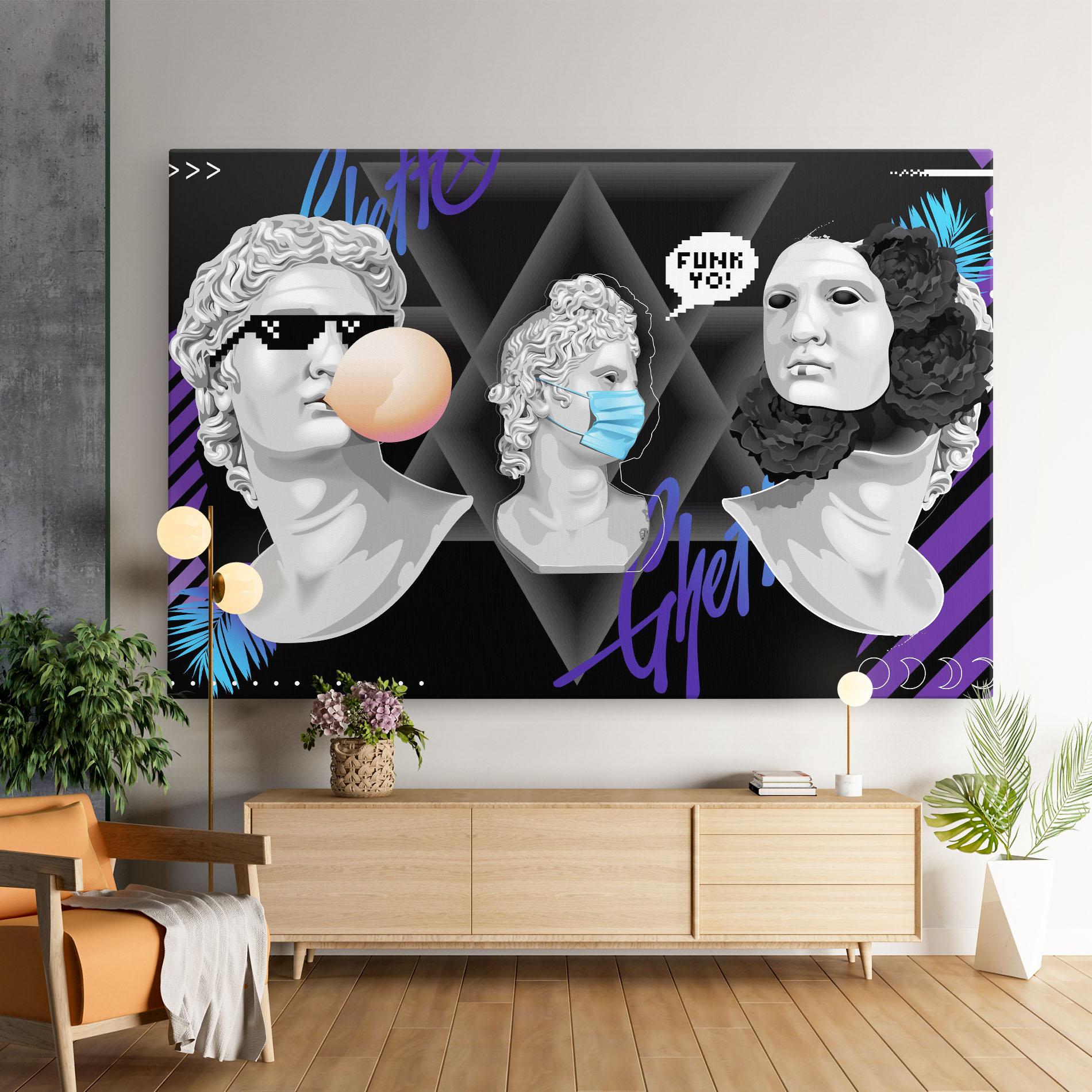 Tablou Canvas Statue Mask mockup 9