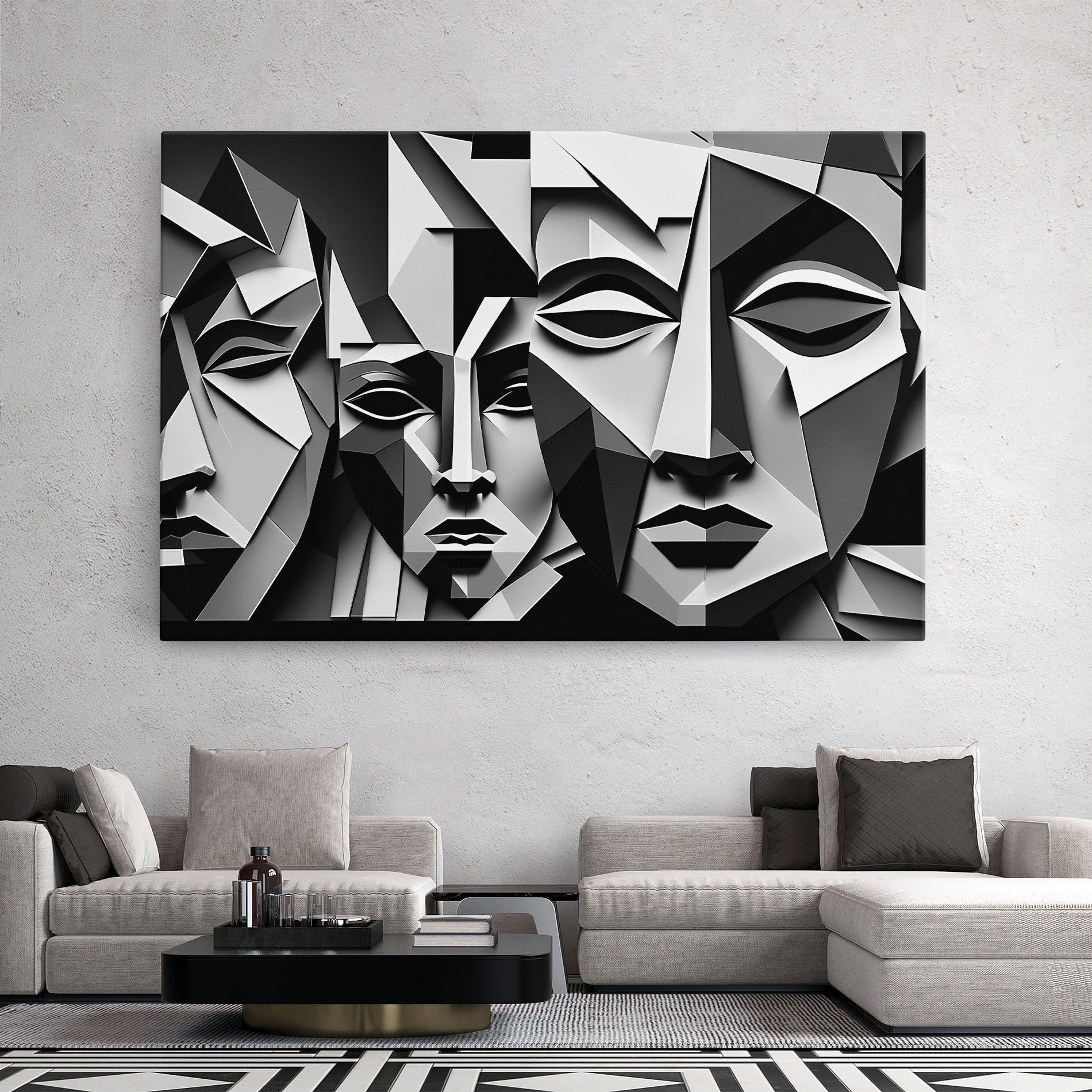 Tablou Canvas Grey Faces Collage mockup 2