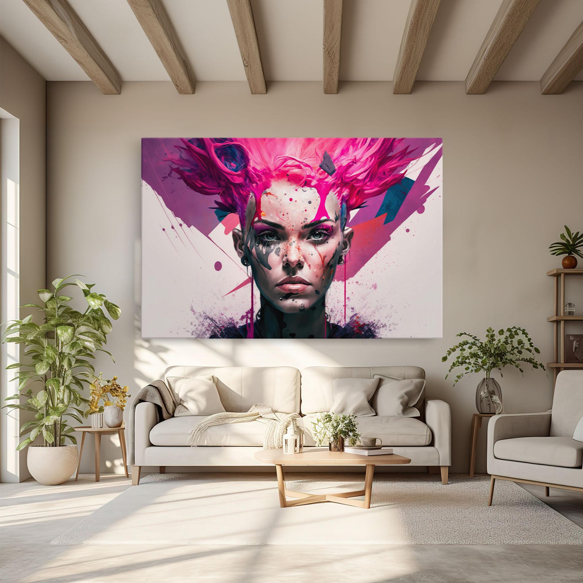 Tablou Canvas Abstract Pink Hair mockup 6