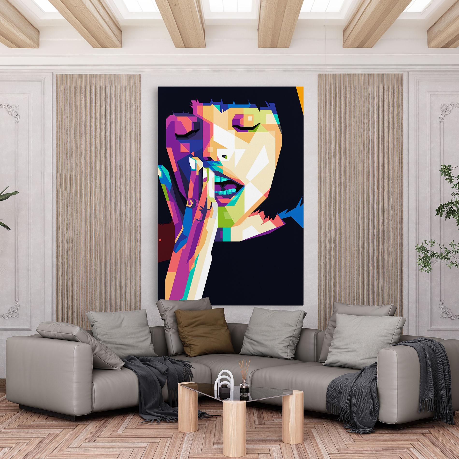 Tablou Canvas Polygonal Pretty Girl mockup 6