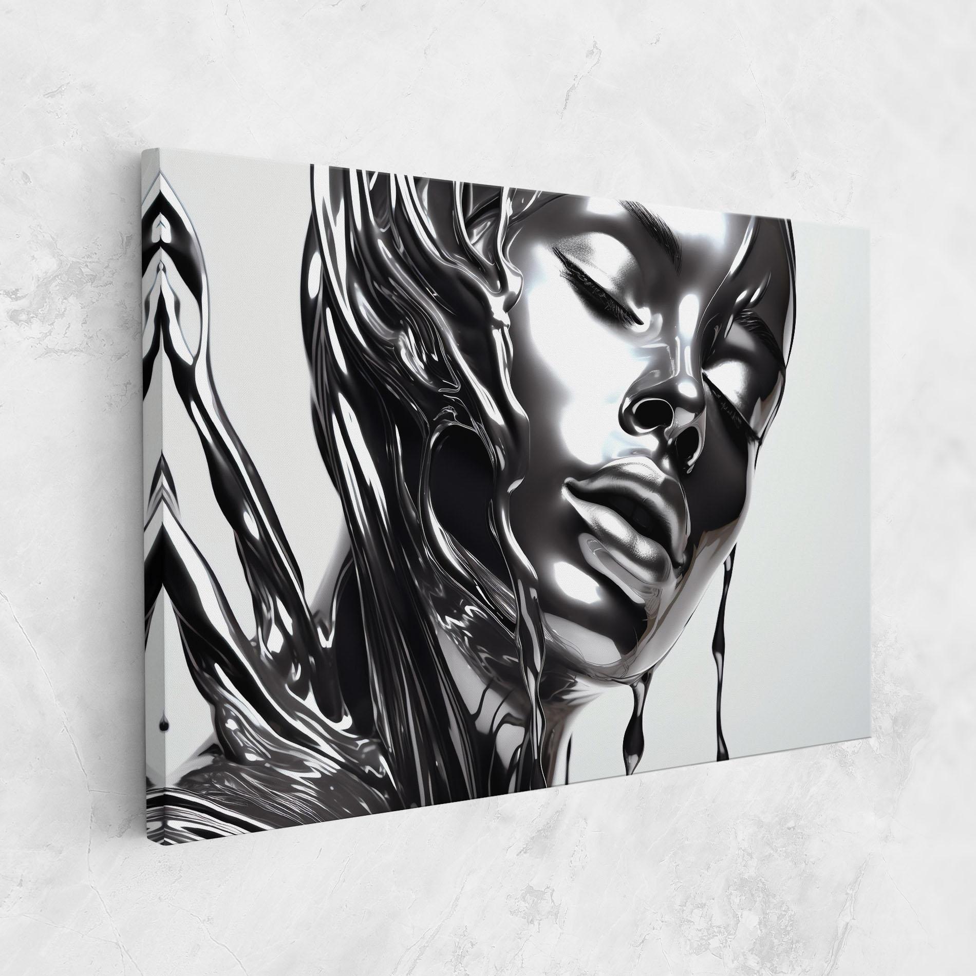 Tablou Canvas Silver Liquid Woman mockup 1